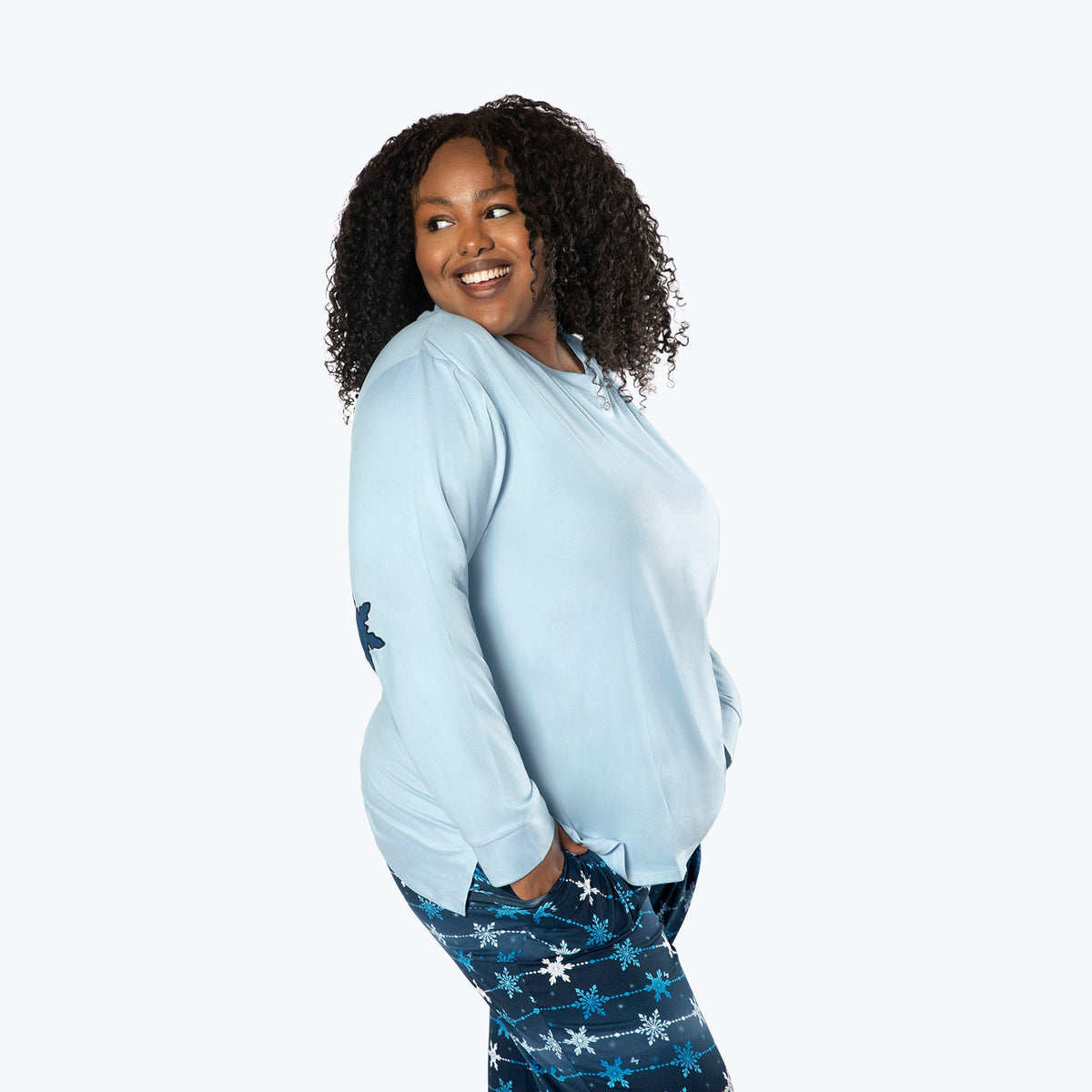 Jitterbug Long Sleeve Pajama Set - SNOWFLAKE NAVY - Jitterbug_SnowflakeNavy_XL_03