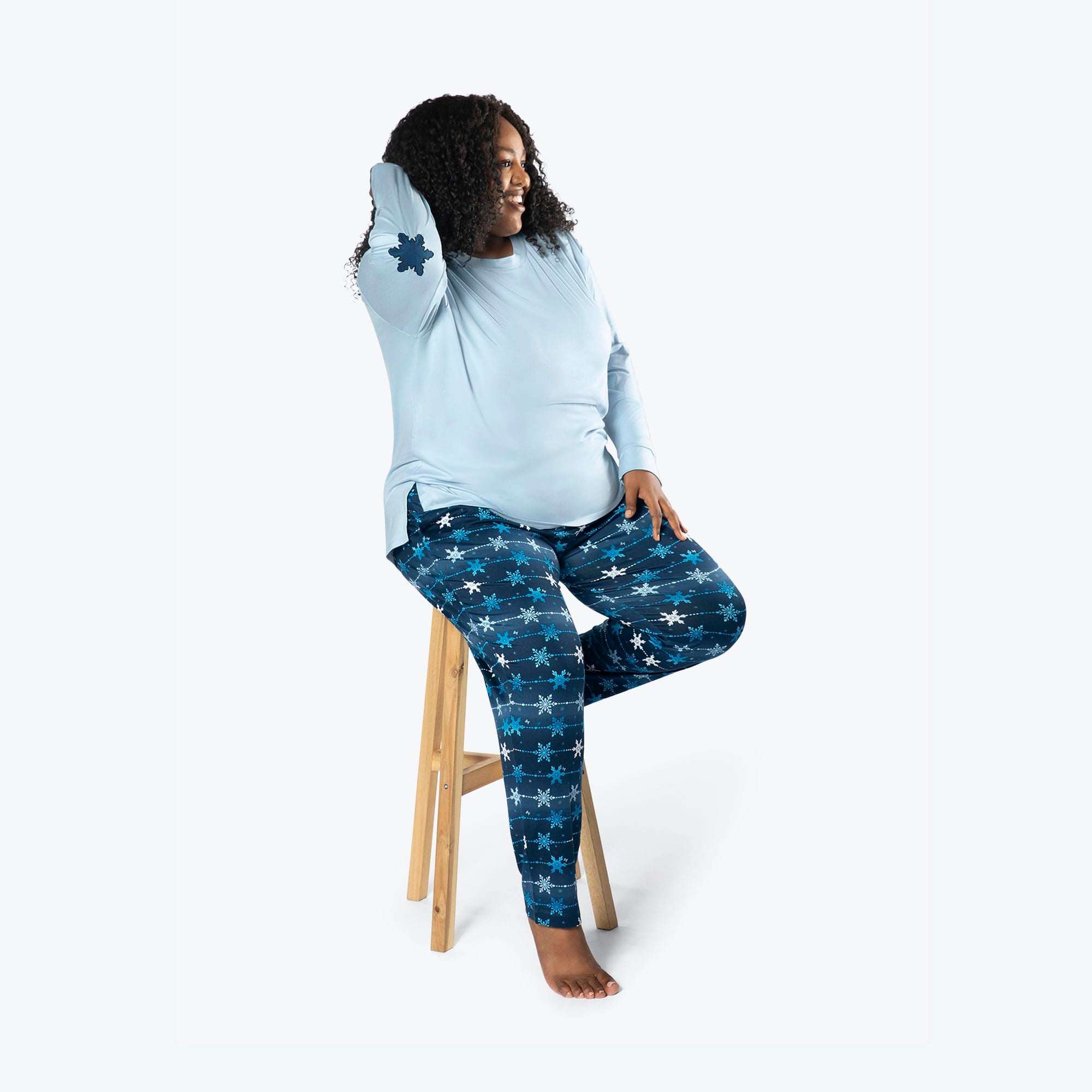 Jitterbug Long Sleeve Pajama Set - SNOWFLAKE NAVY - Jitterbug_SnowflakeNavy_XL_1b