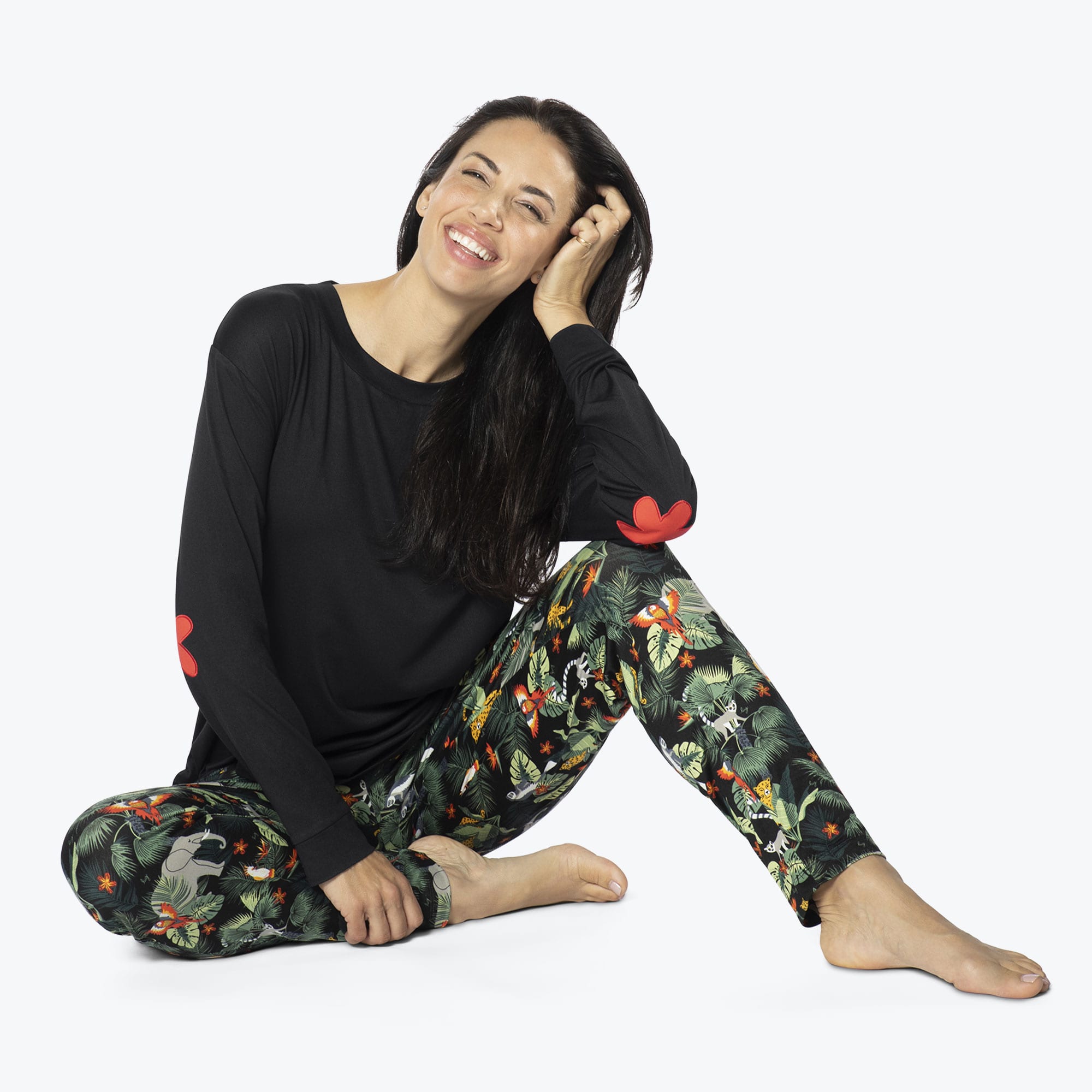 Jitterbug Long Sleeve Pajama Set - WILDLIFE BLACK - Jitterbug_WildlifeBlack_S_01b