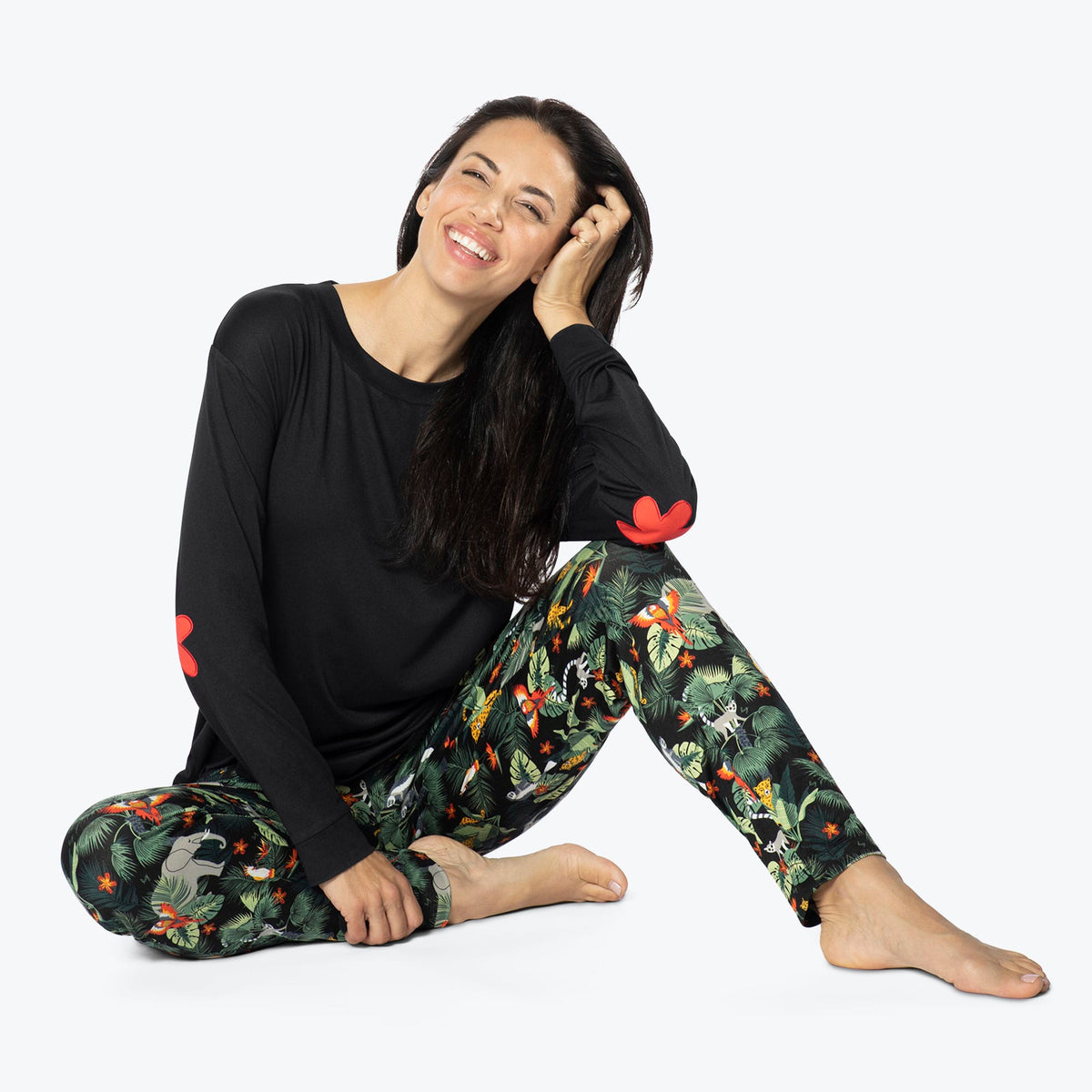 Jitterbug Long Sleeve Pajama Set - WILDLIFE BLACK - Jitterbug_WildlifeBlack_S_01b