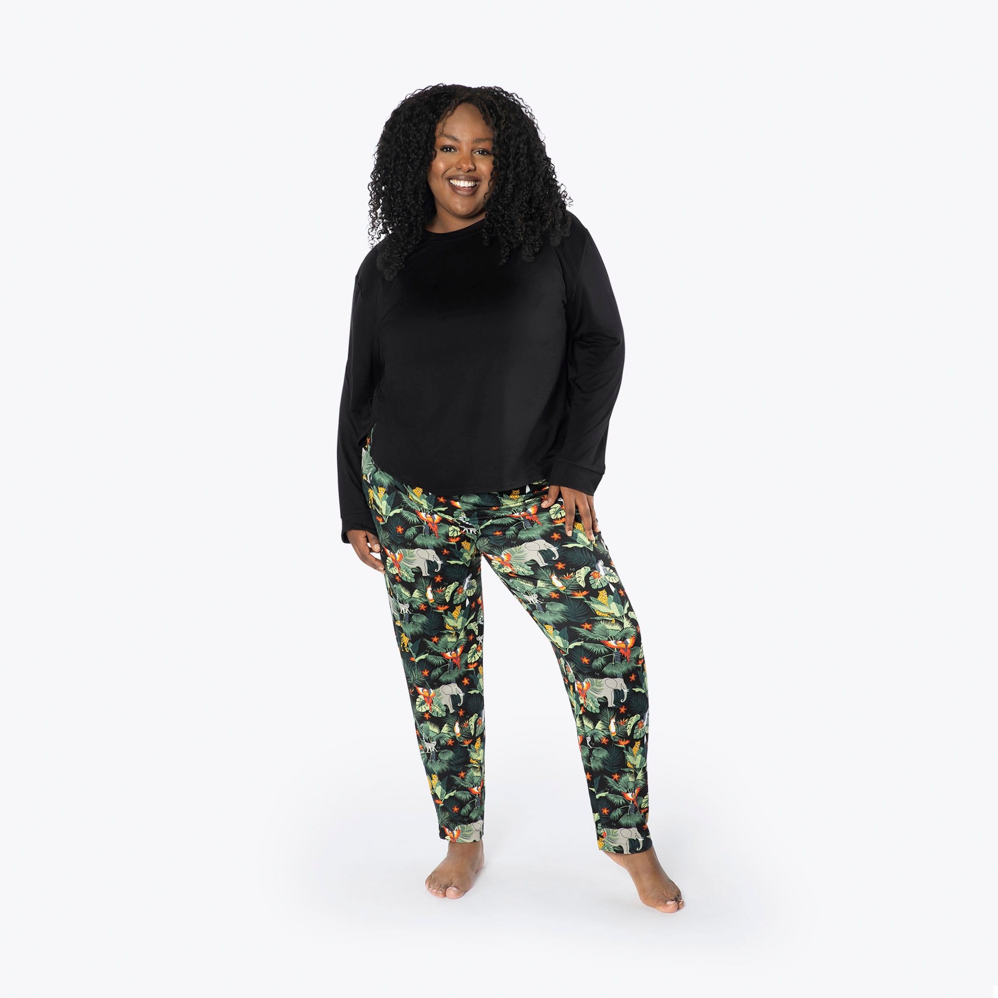 Jitterbug Long Sleeve Pajama Set - WILDLIFE BLACK - Jitterbug_WildlifeBlack_XL_01a