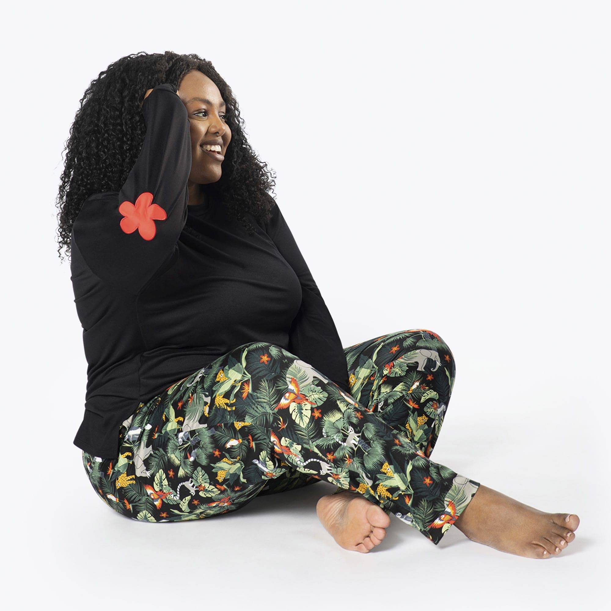 Jitterbug Long Sleeve Pajama Set - WILDLIFE BLACK - Jitterbug_WildlifeBlack_XL_01b