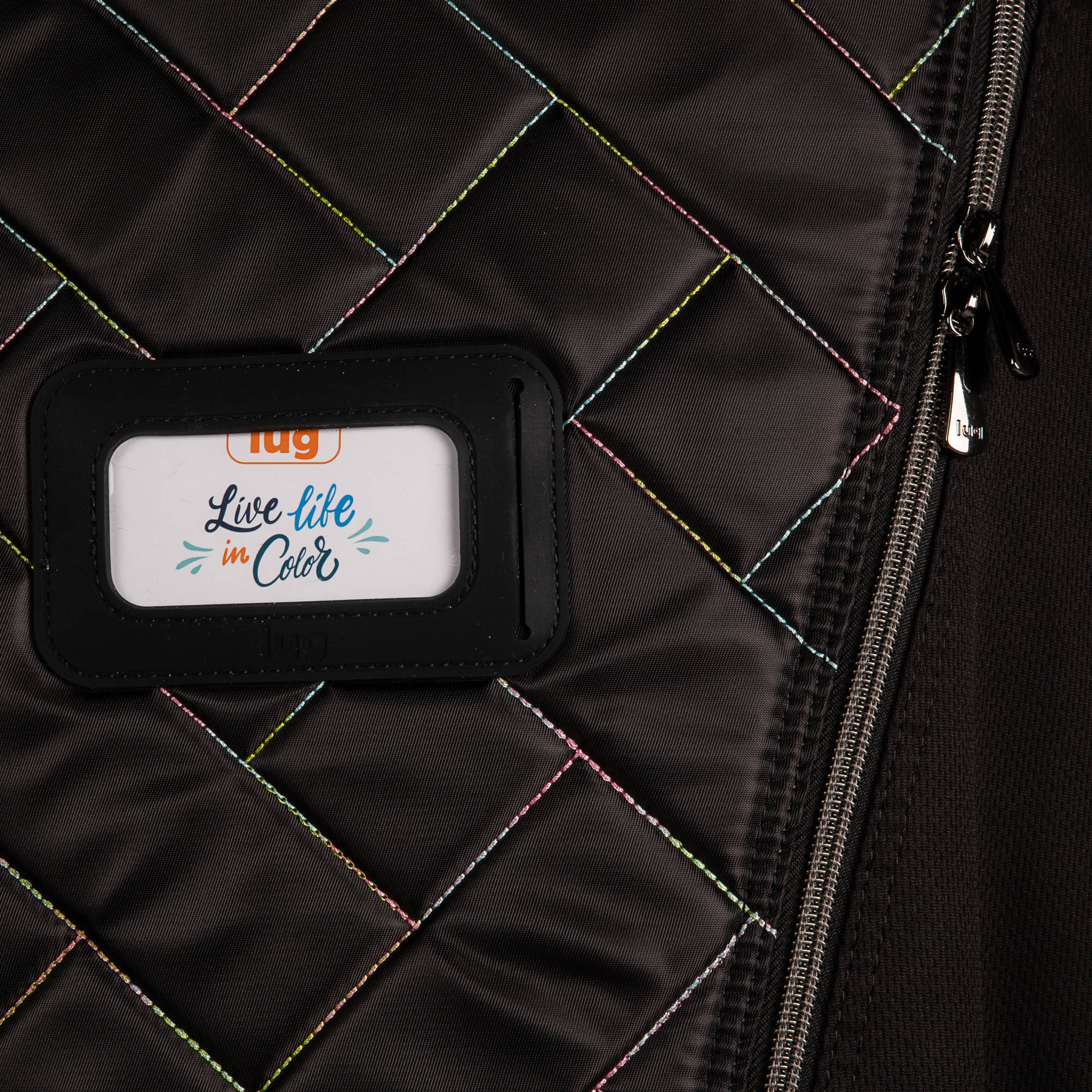 Jockey Hanging Garment Bag - BLACK ICEPOP STITCH - Jockey_BlackWithRainbow_03