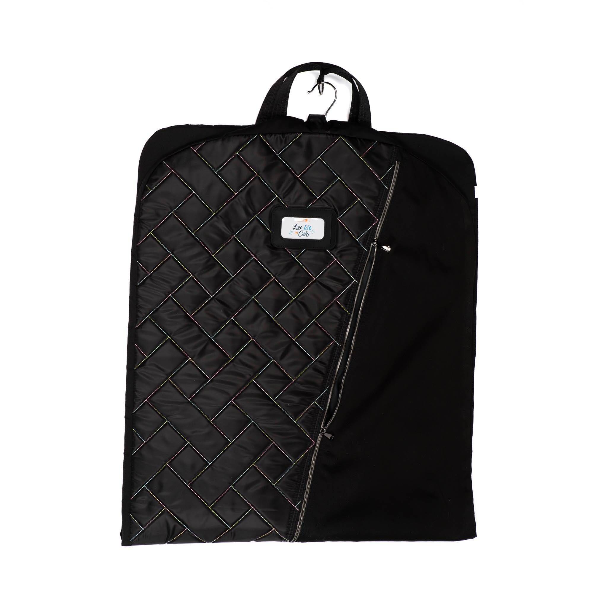 Jockey Hanging Garment Bag - BLACK ICEPOP STITCH - Jockey_BlackWithRainbow_04