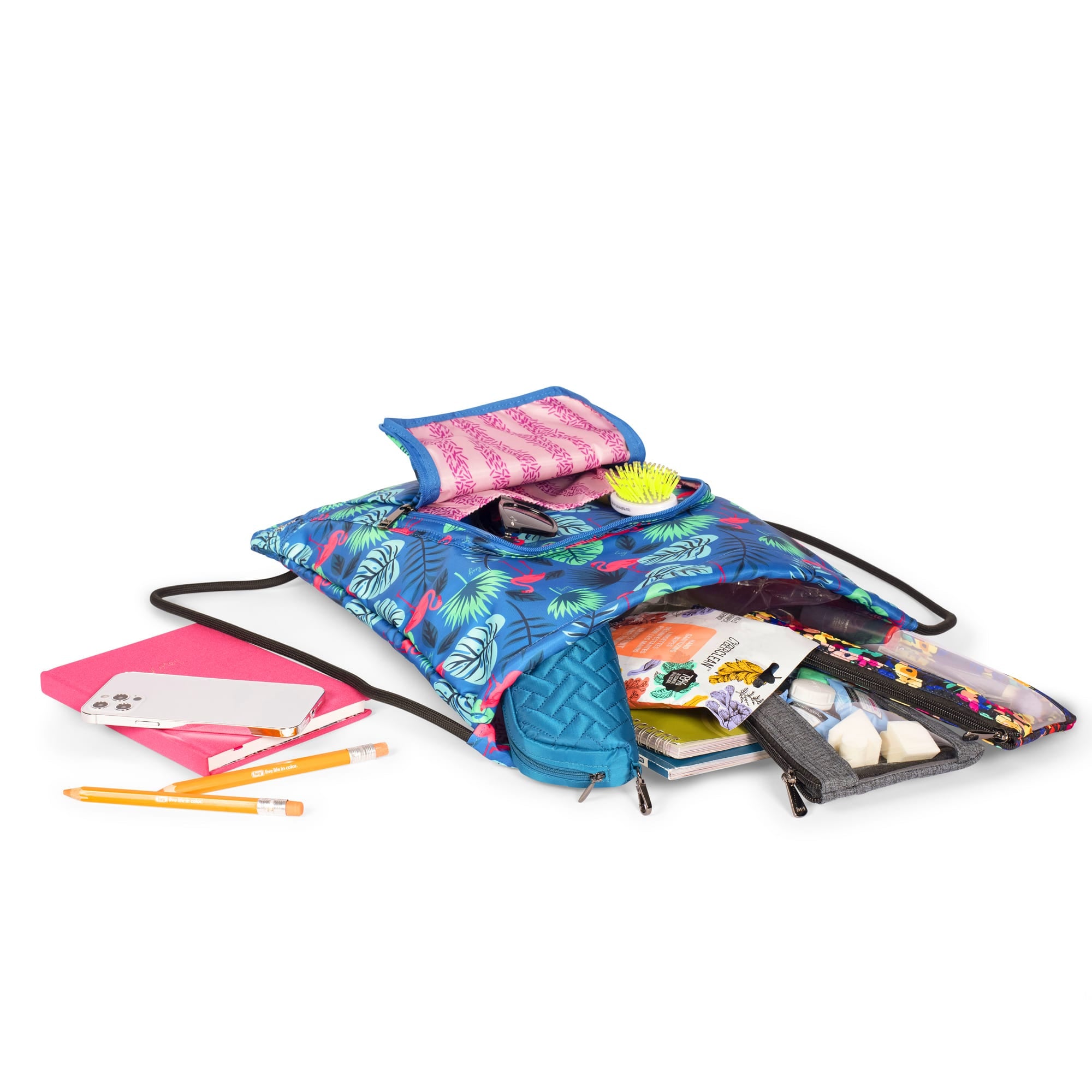 Jumping Jack Drawstring Backpack - - Jumping-jack_FlamingoB_lue_Lifestyle_01