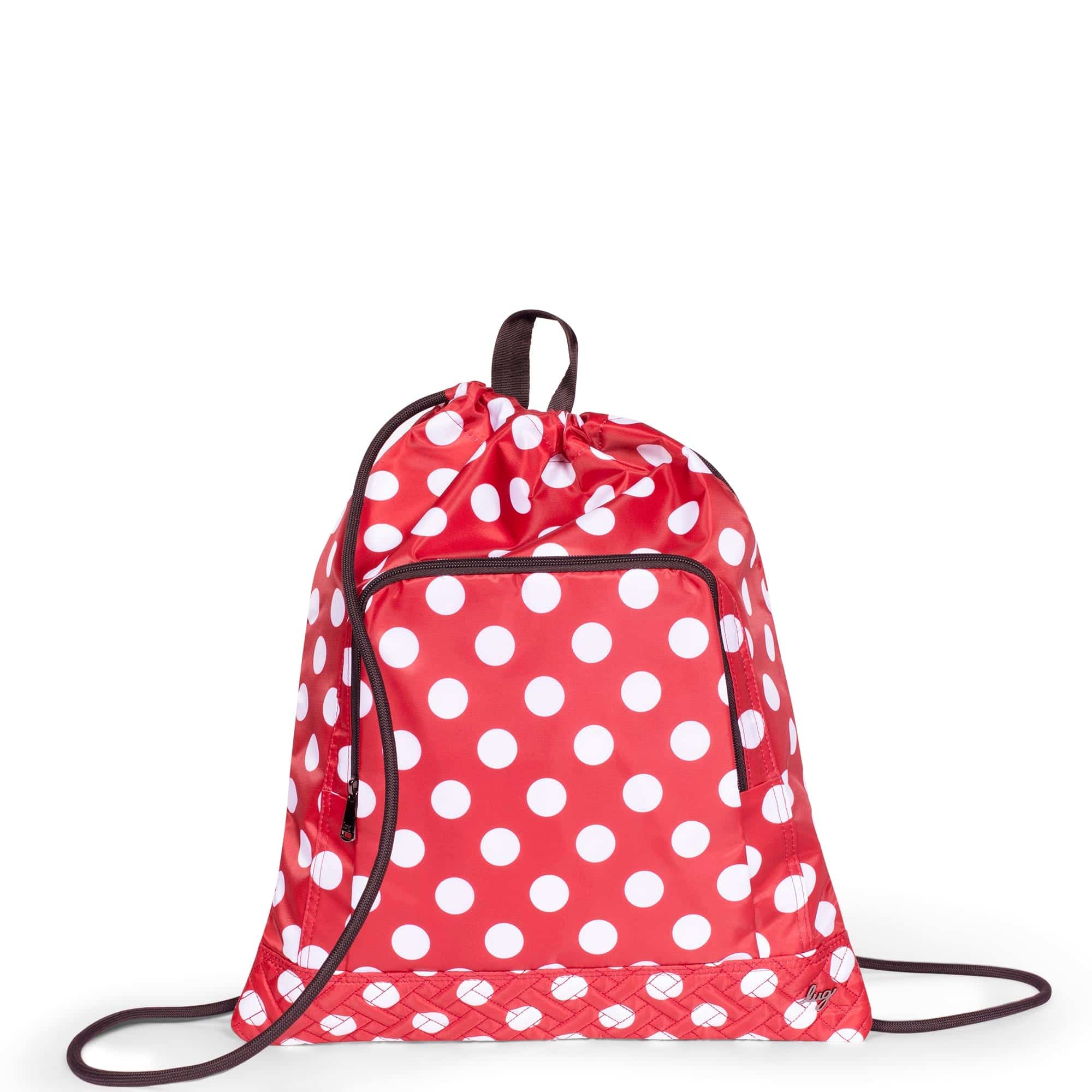 Jumping Jack Drawstring Backpack - CRIMSON LARGE DOT - JumpingJack_CrimsonLgDot_01