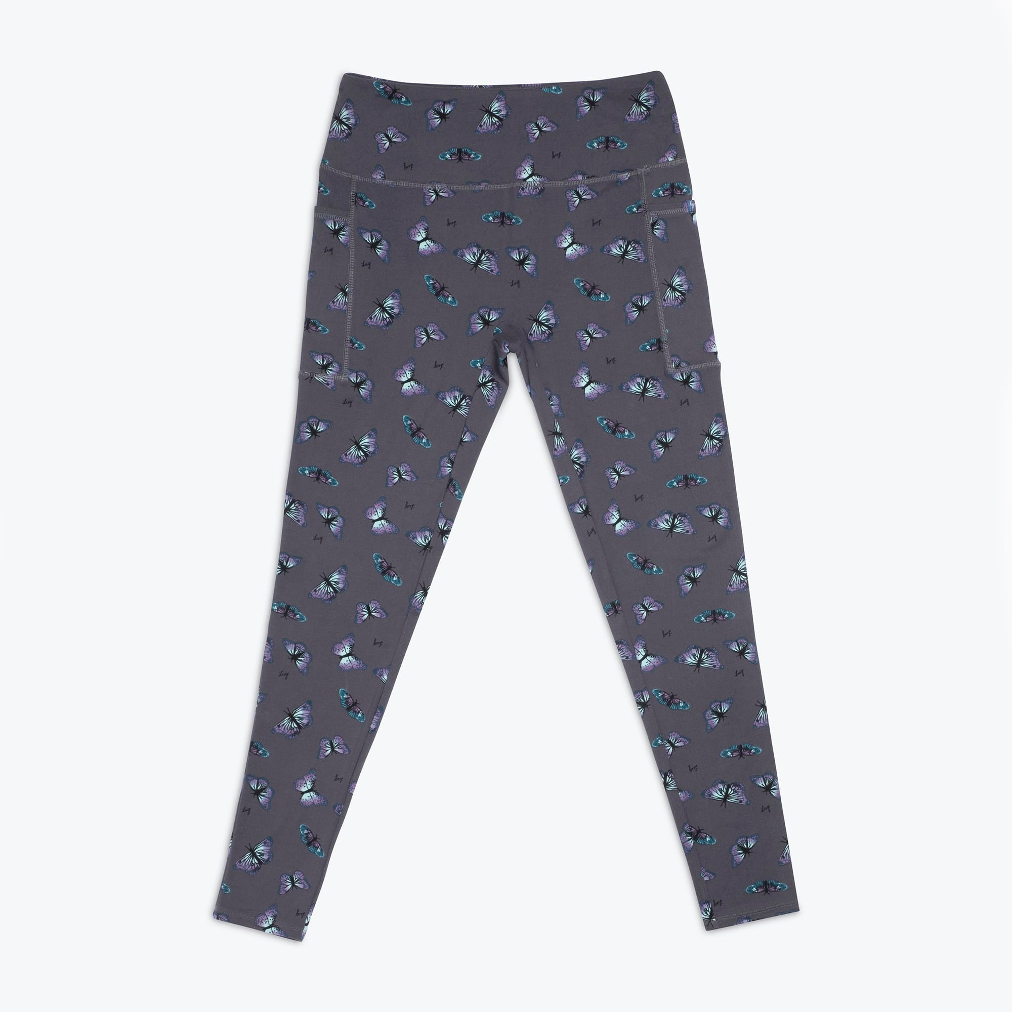 Lugging Ankle Leggings - Prints - BUTTERFLY GREY - Lugging_ButterflyGrey_Flatlay