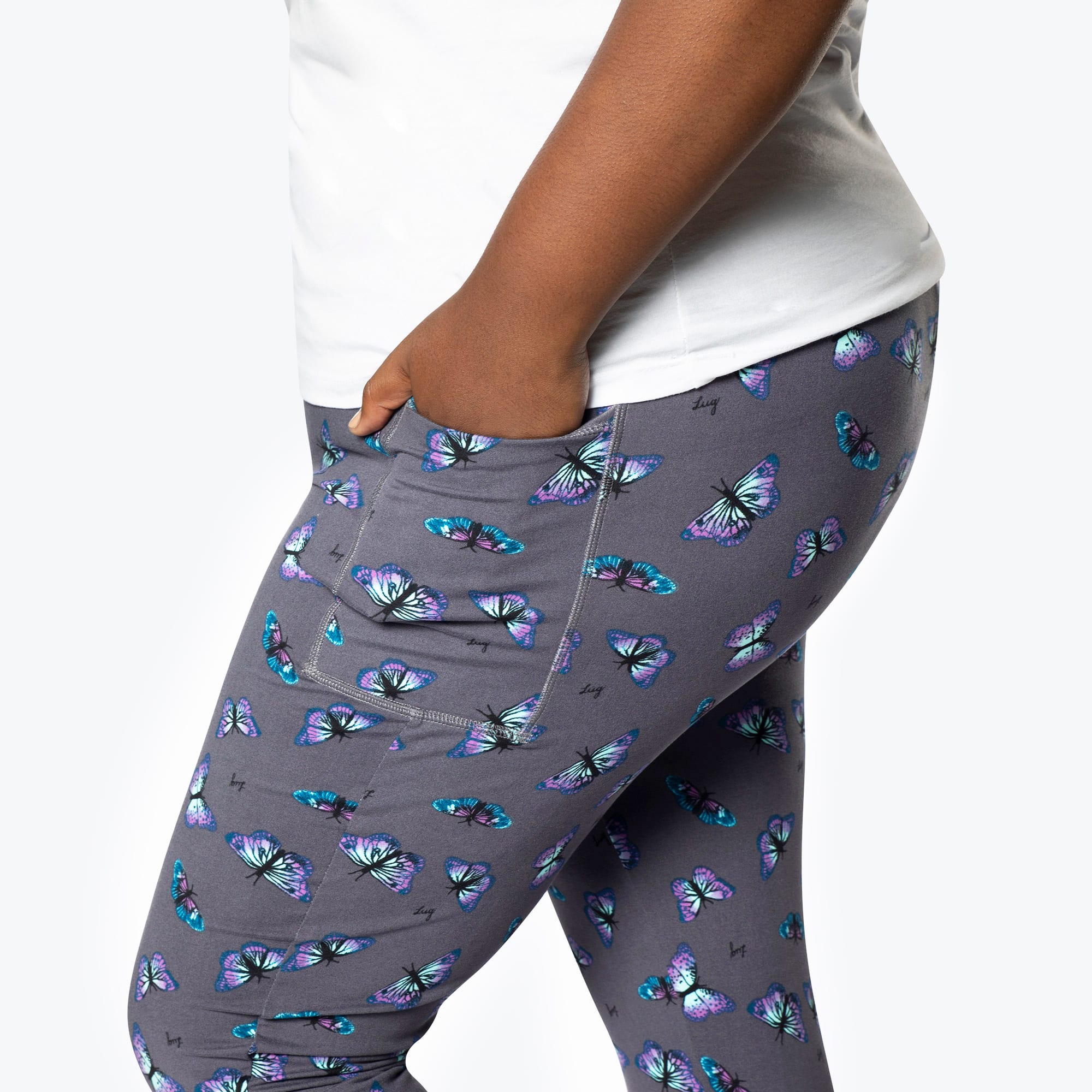 Lugging Ankle Leggings - Prints - BUTTERFLY GREY - Lugging_ButterflyGrey_XL_04