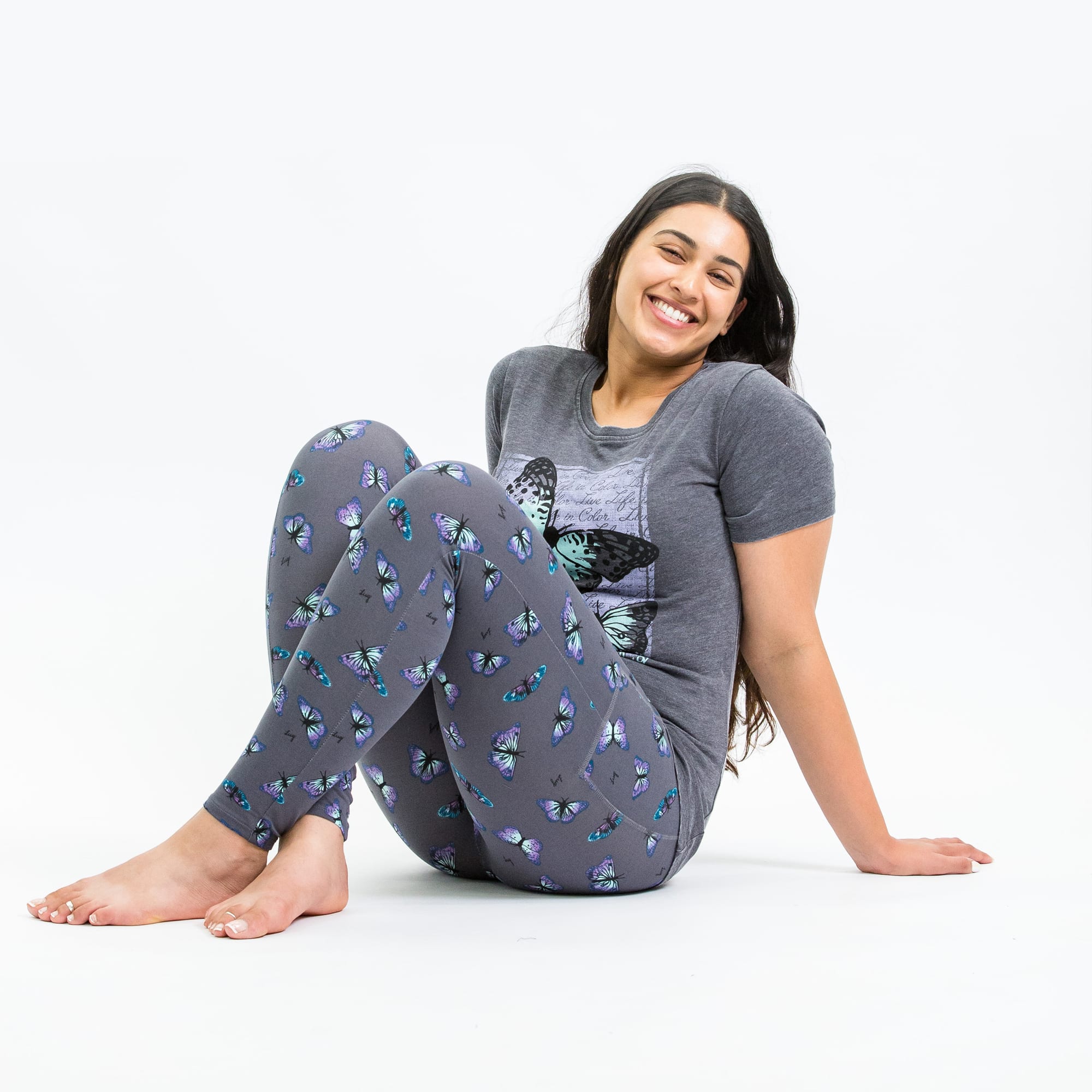 Lugging Ankle Leggings - Prints - BUTTERFLY GREY - Lugging_Butterfly_S_01a