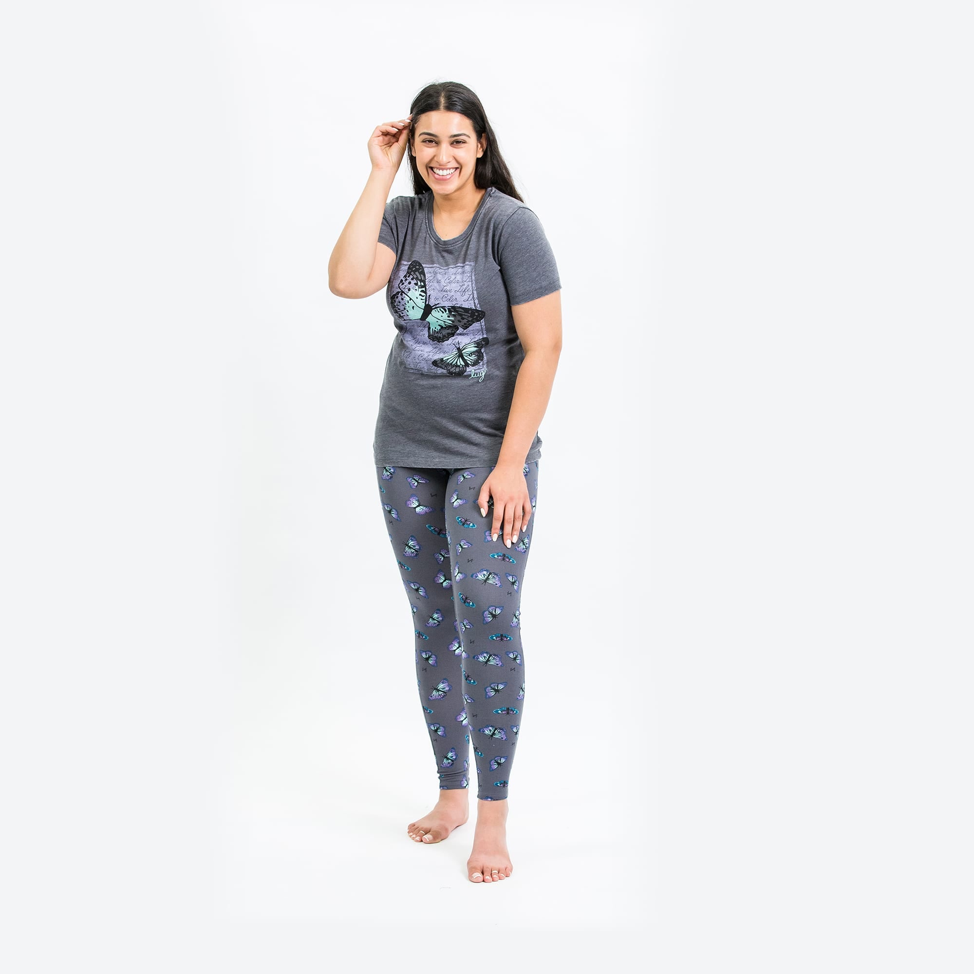 Lugging Ankle Leggings - Prints - BUTTERFLY GREY - Lugging_Butterfly_S_01b