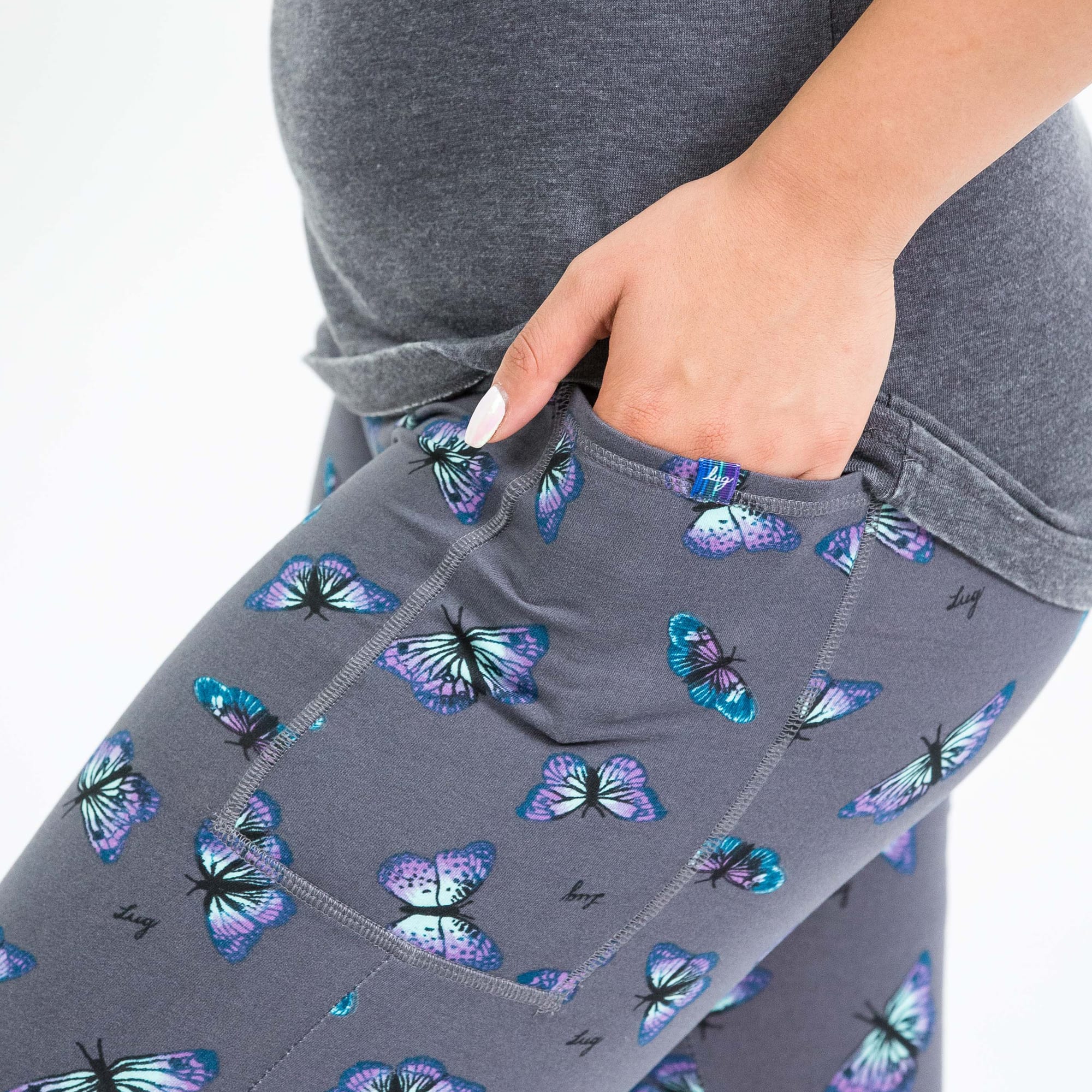 Lugging Ankle Leggings - Prints - BUTTERFLY GREY - Lugging_Butterfly_S_04