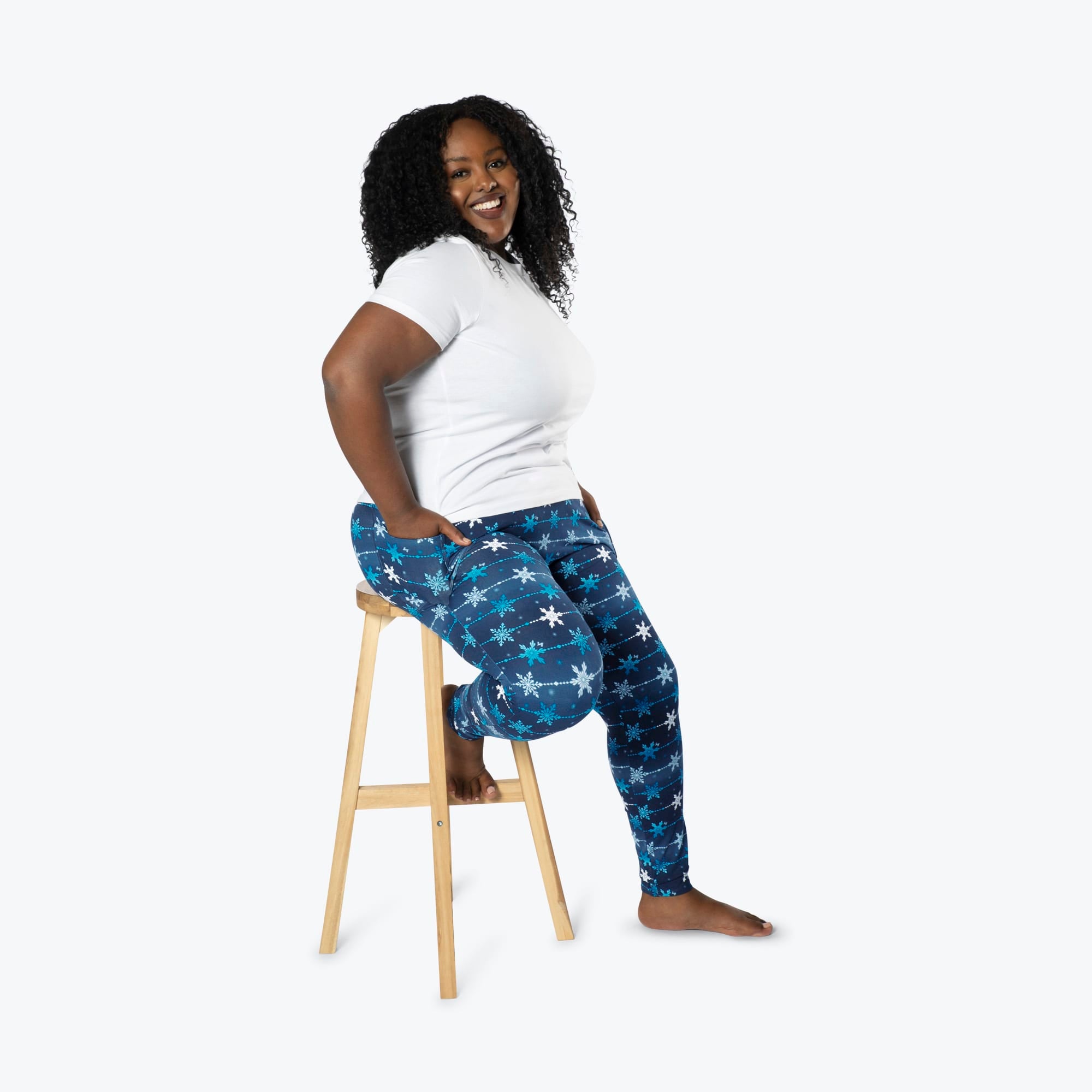 Lugging Ankle Leggings - Prints - SNOWFLAKE NAVY - Lugging_SnowflakeNavy_XL_01b