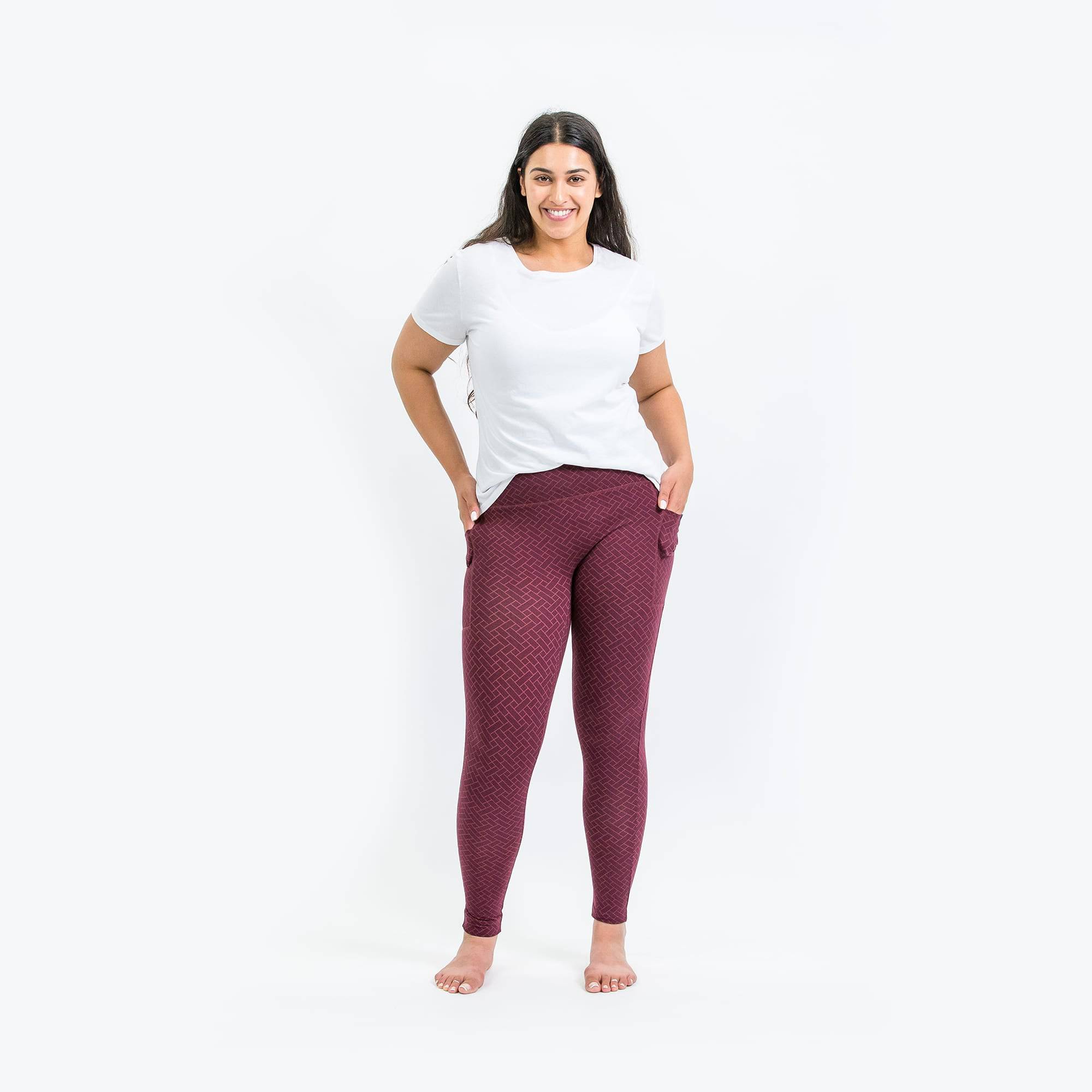 Lugging Ankle Leggings - Solids - WINE RED - Lugging_WineRed_S_02