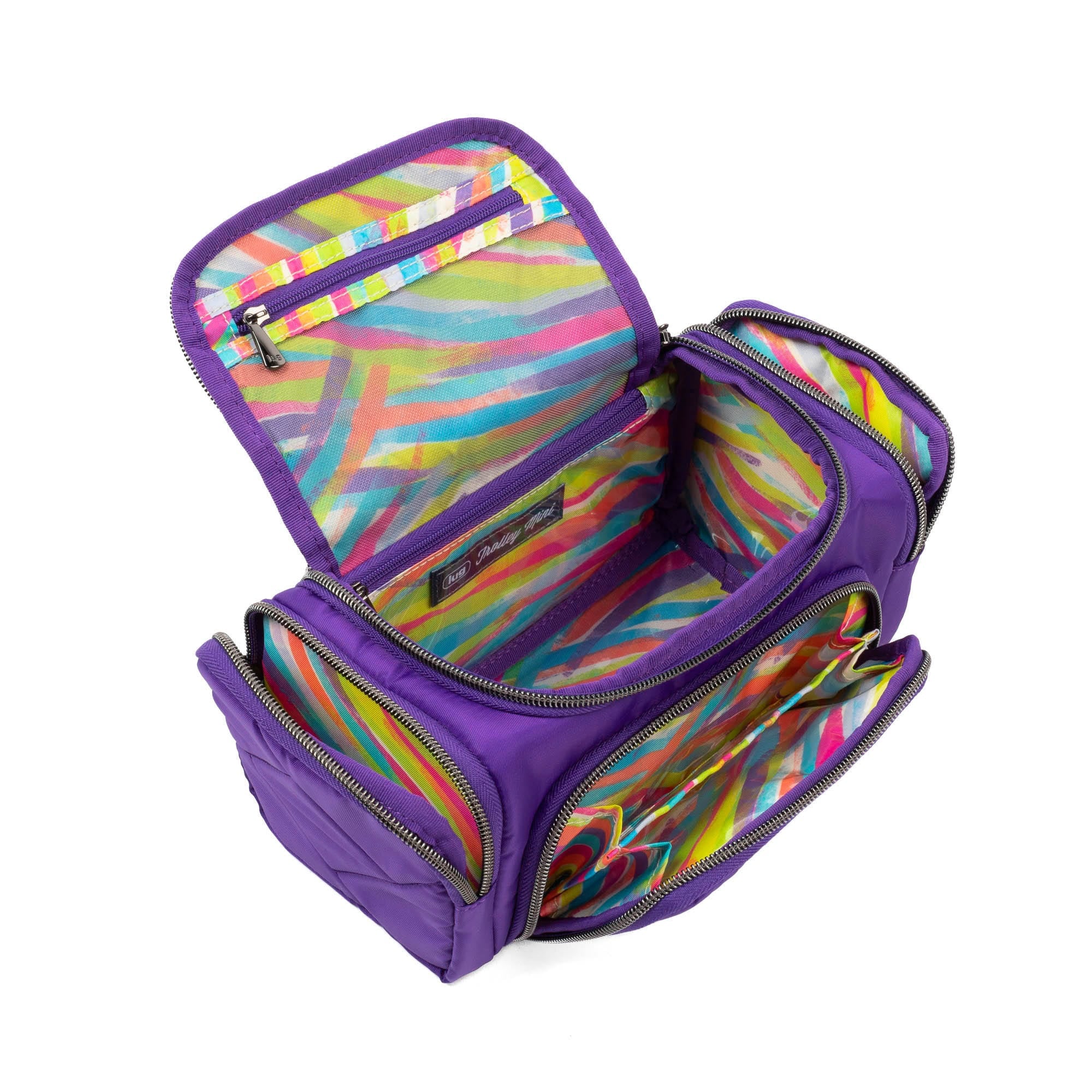 Trolley Mini Cosmetic Case - BLACK ABSTRACT FERNS - MiniTrolleySE_GrapePurple_05
