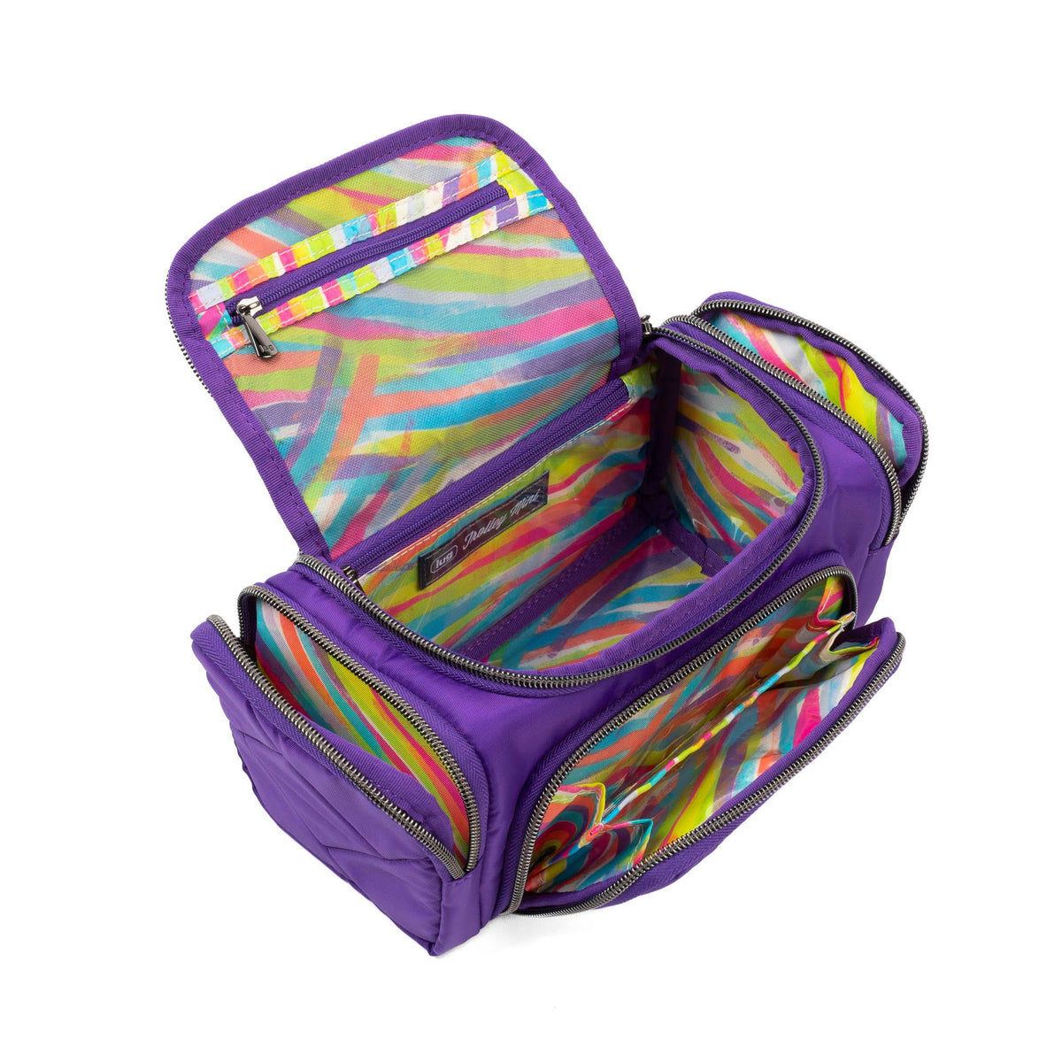 Trolley Mini Cosmetic Case - BLACK ABSTRACT FERNS - MiniTrolleySE_GrapePurple_05