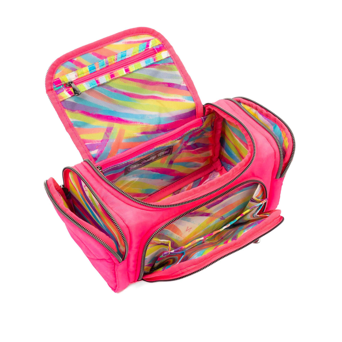 Trolley Mini Cosmetic Case - BLACK ABSTRACT FERNS - MiniTrolleySE_Magenta_05