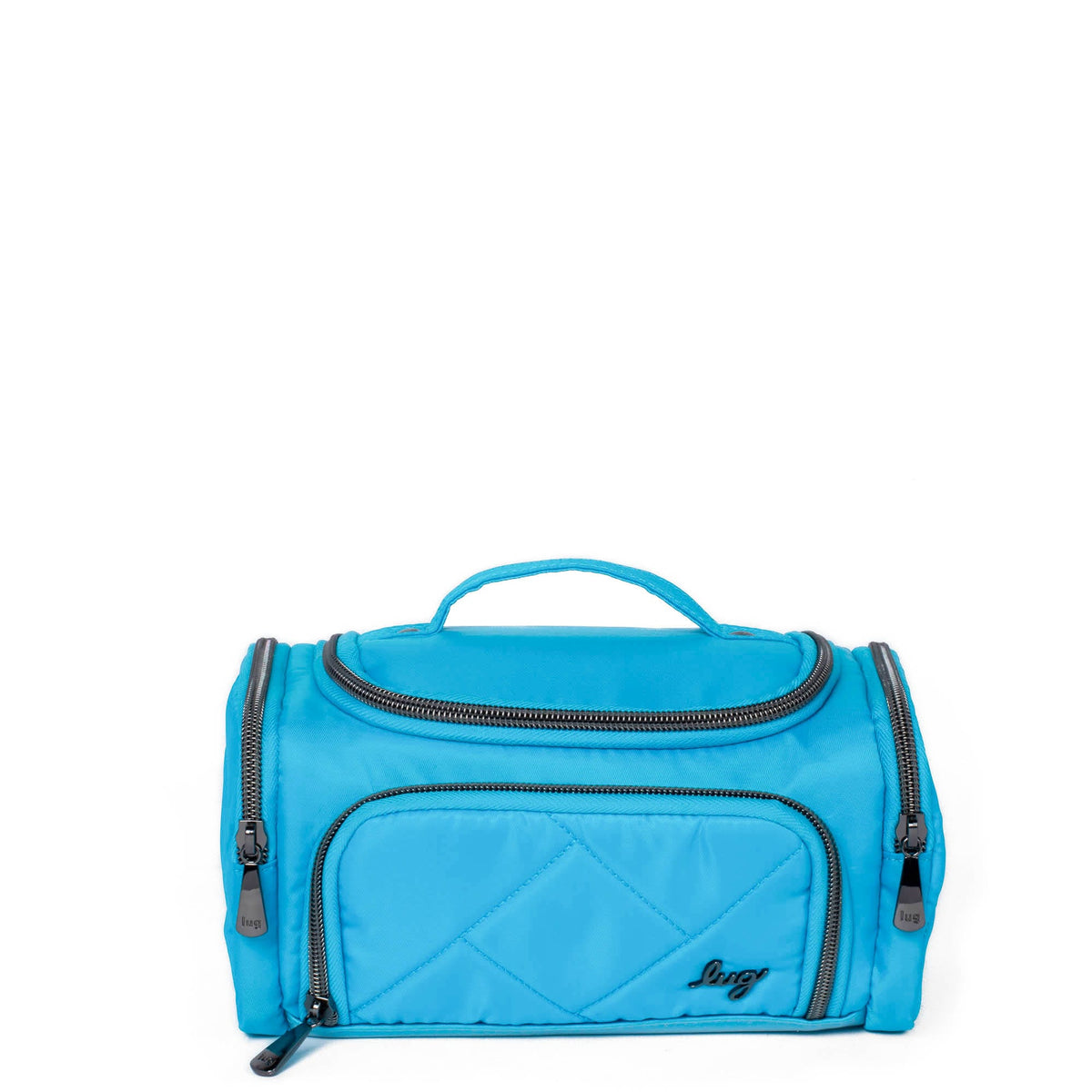 Trolley Mini Cosmetic Case - BLACK ABSTRACT FERNS - MiniTrolleySE_SkyBlue_01