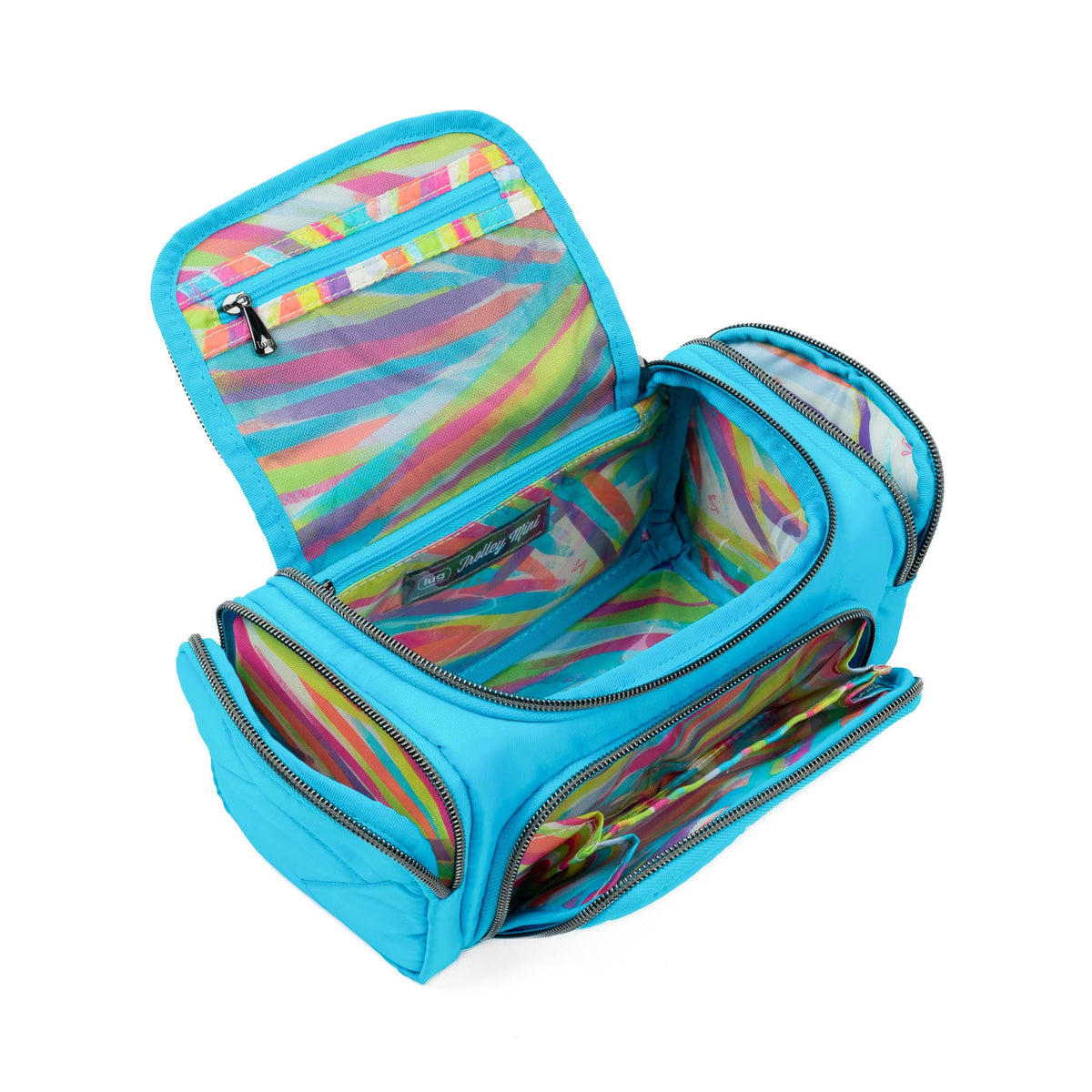 Trolley Mini Cosmetic Case - BLACK ABSTRACT FERNS - MiniTrolleySE_SkyBlue_05