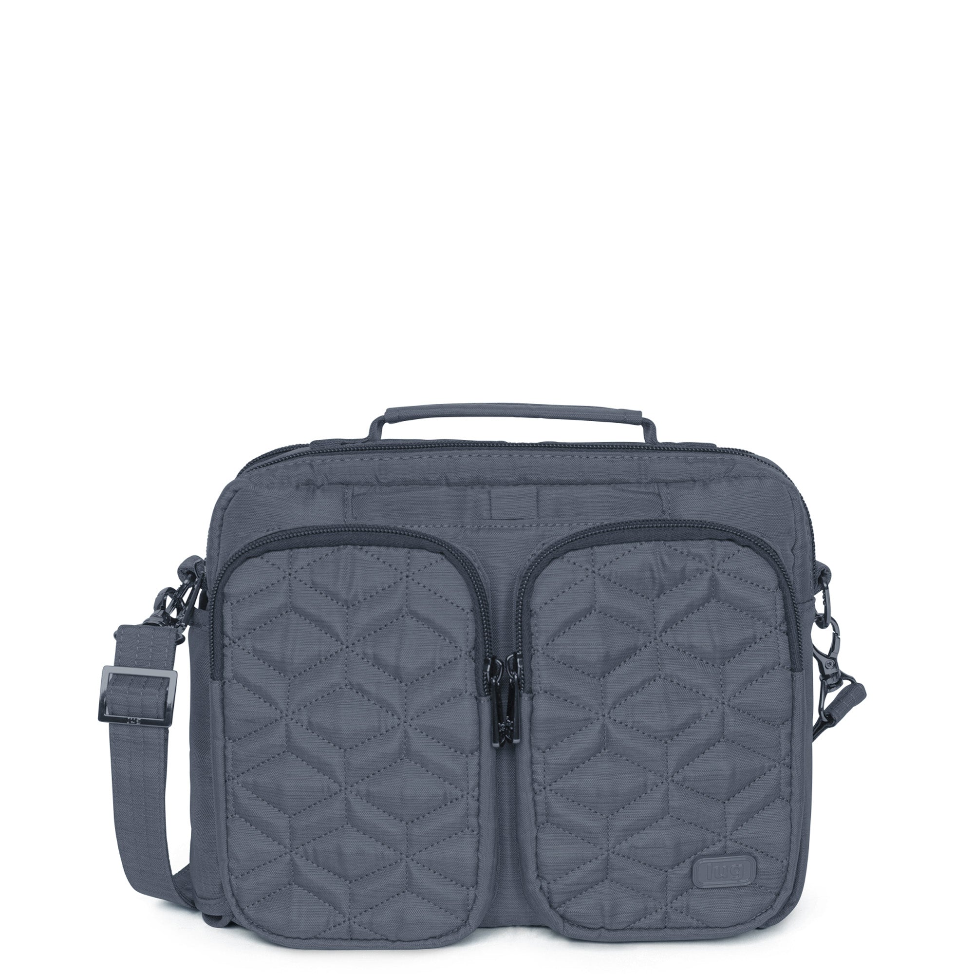 Navigator Crossbody Bag - BRUSHED GREY LOVE STRIPE BLACK - Navigator_BrushedGrey_01_a4f793a6-d55c-48fe-a074-273e3674344b