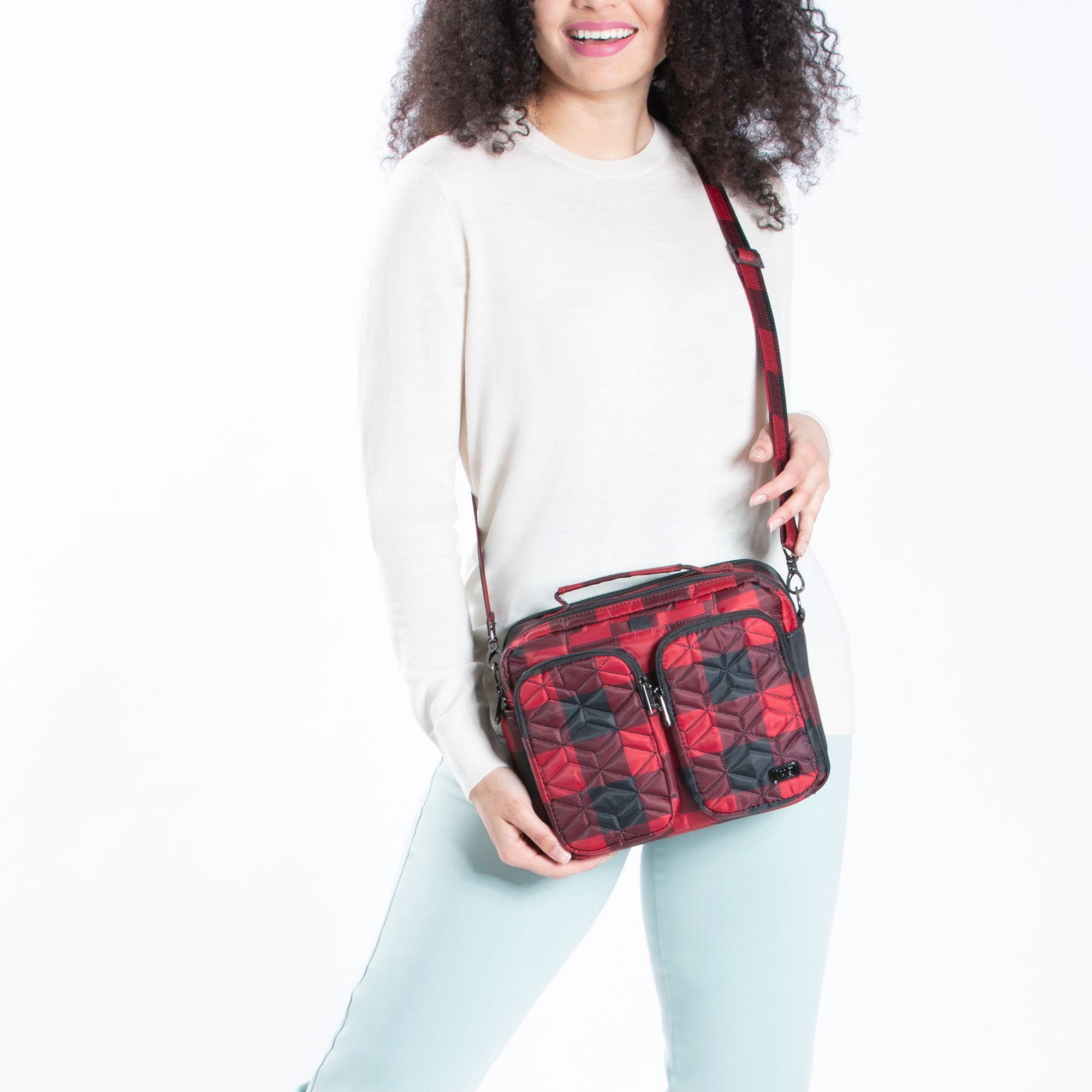 Navigator Crossbody Bag - BUFFALO CHECK RED - Navigator_BuffaloCheckRed_Model