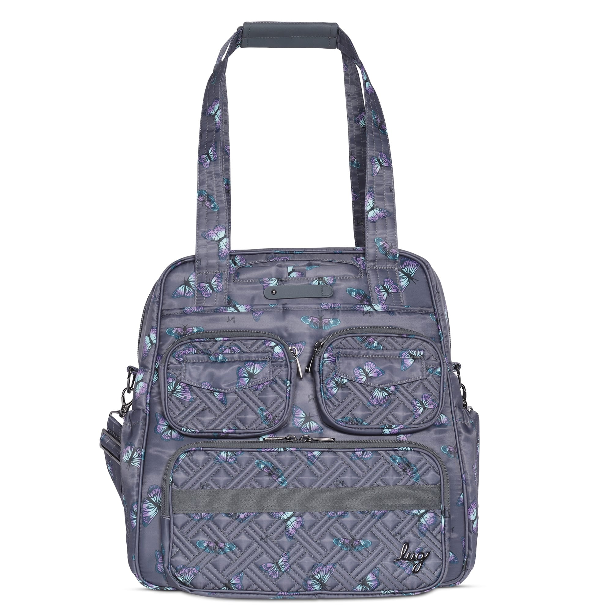 Puddle Jumper LE Convertible Tote Bag - BUTTERFLY GREY - PUDDLEJUMPERLE-CHARMBAR_Butterfley_Grey_01