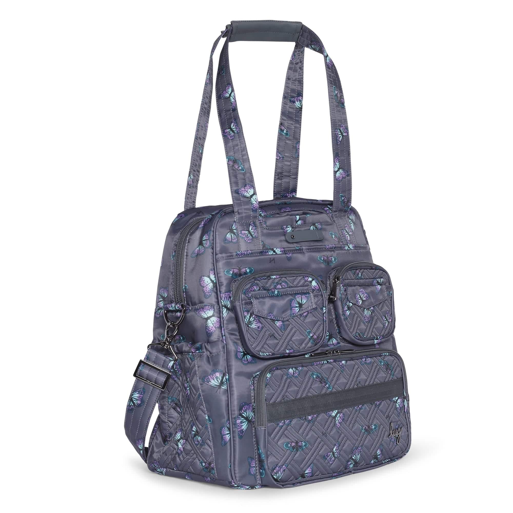 Puddle Jumper LE Convertible Tote Bag - BUTTERFLY GREY - PUDDLEJUMPERLE-CHARMBAR_Butterfley_Grey_02