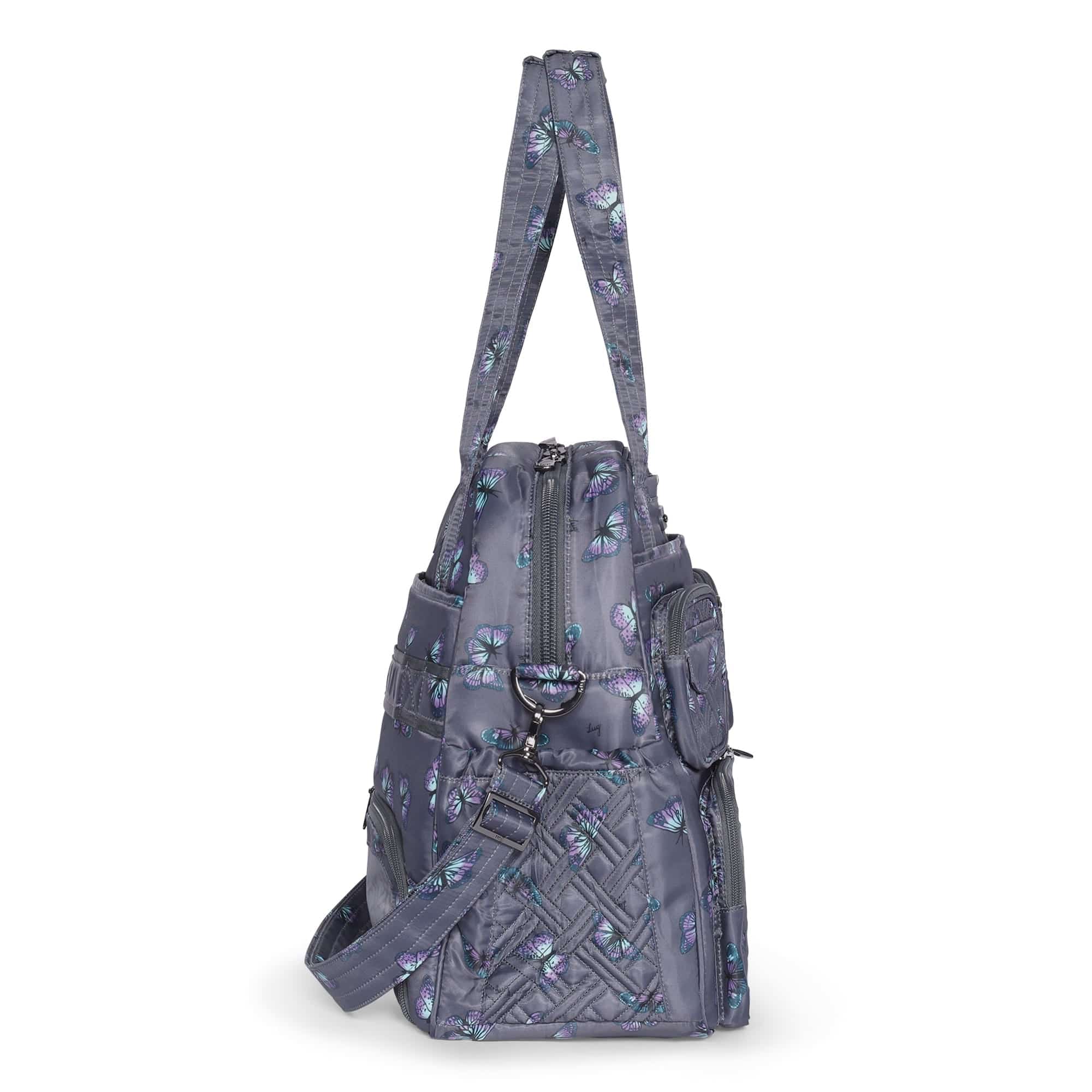 Puddle Jumper LE Convertible Tote Bag - BUTTERFLY GREY - PUDDLEJUMPERLE-CHARMBAR_Butterfley_Grey_03