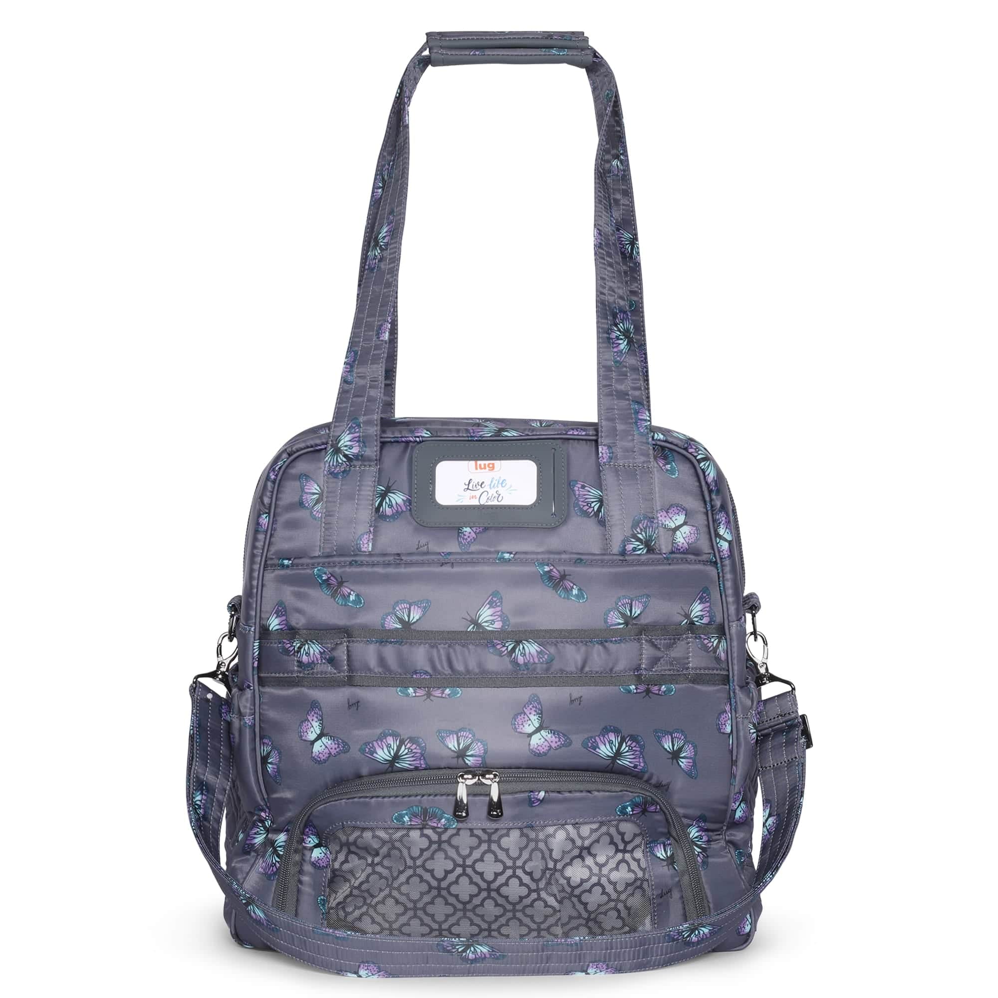 Puddle Jumper LE Convertible Tote Bag - BUTTERFLY GREY - PUDDLEJUMPERLE-CHARMBAR_Butterfley_Grey_04