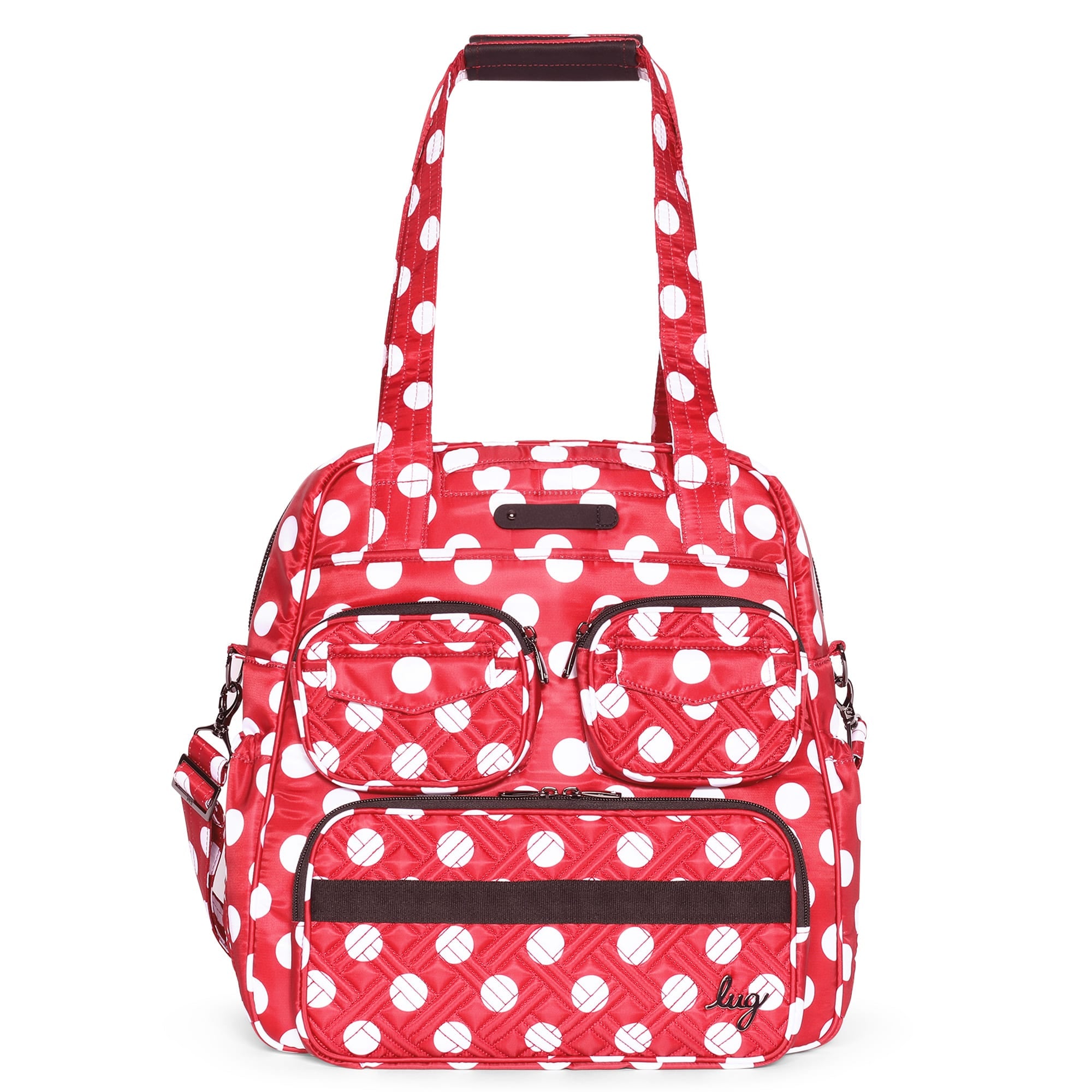 Puddle Jumper LE Convertible Tote Bag - CRIMSON LARGE DOT - PUDDLEJUMPERLE-CHARMBAR_CrimsonLgDot_01