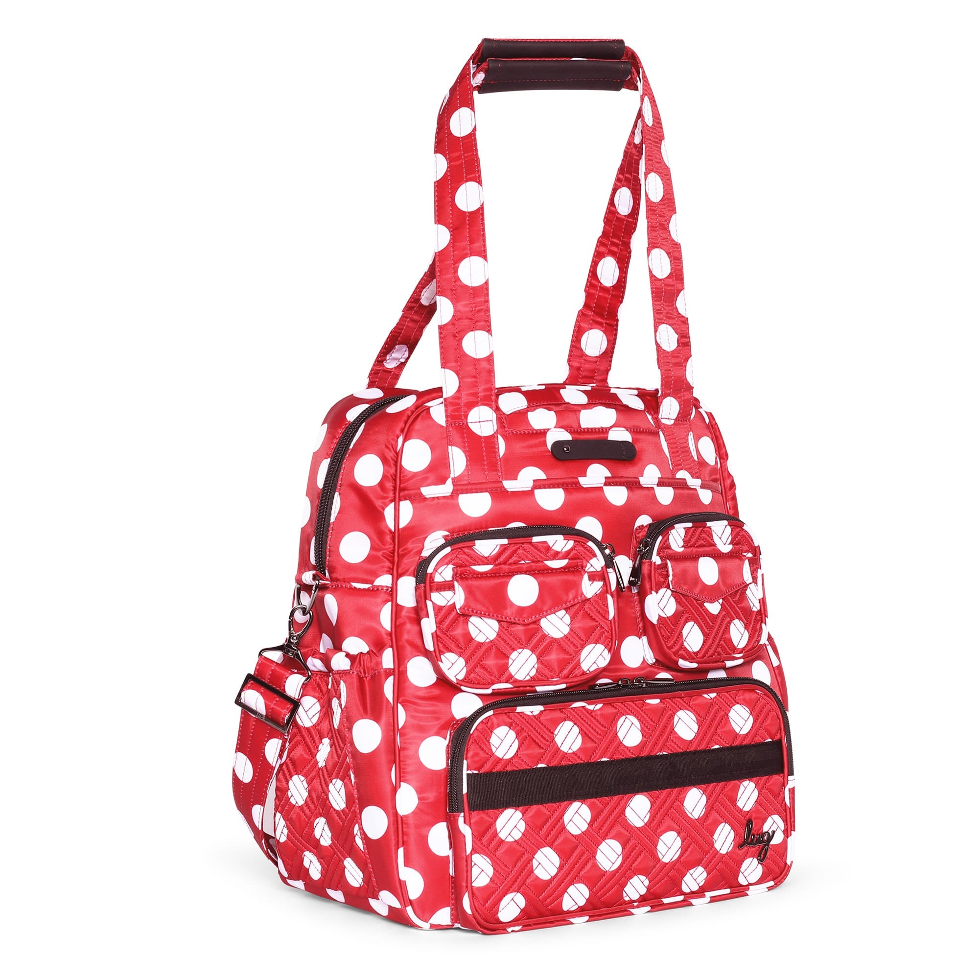 Puddle Jumper LE Convertible Tote Bag - CRIMSON LARGE DOT - PUDDLEJUMPERLE-CHARMBAR_CrimsonLgDot_02