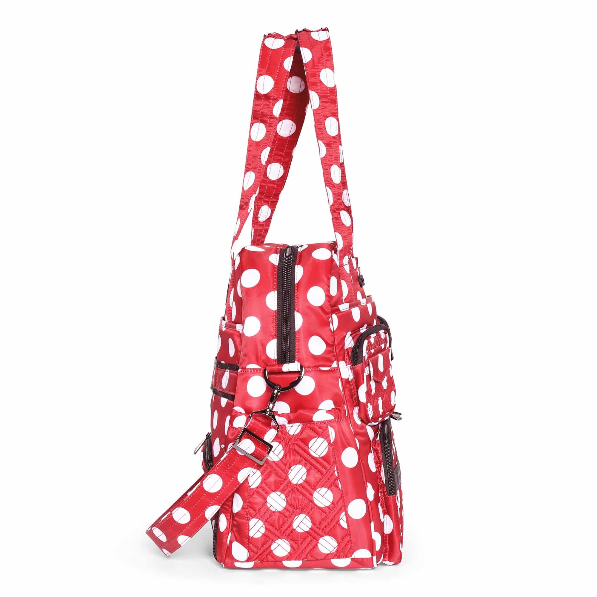 Puddle Jumper LE Convertible Tote Bag - CRIMSON LARGE DOT - PUDDLEJUMPERLE-CHARMBAR_CrimsonLgDot_03
