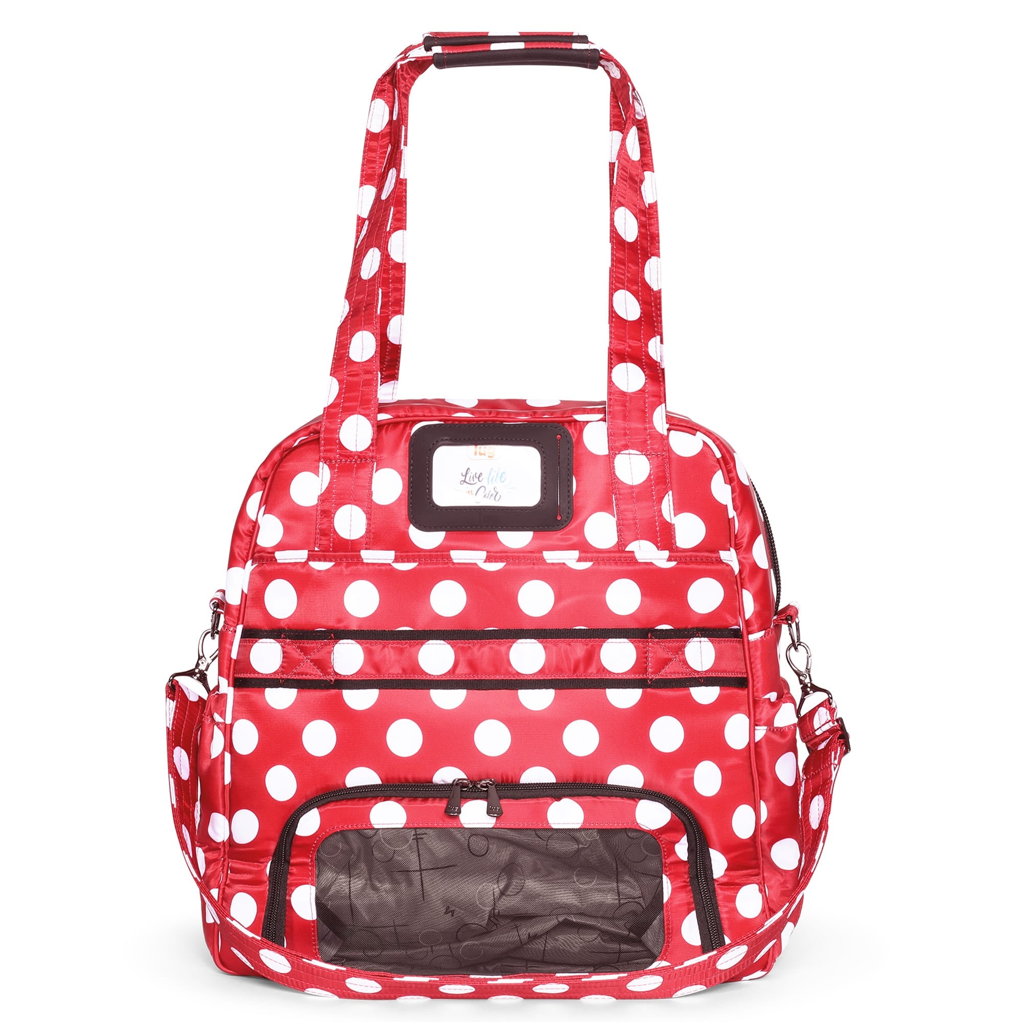 Puddle Jumper LE Convertible Tote Bag - CRIMSON LARGE DOT - PUDDLEJUMPERLE-CHARMBAR_CrimsonLgDot_04