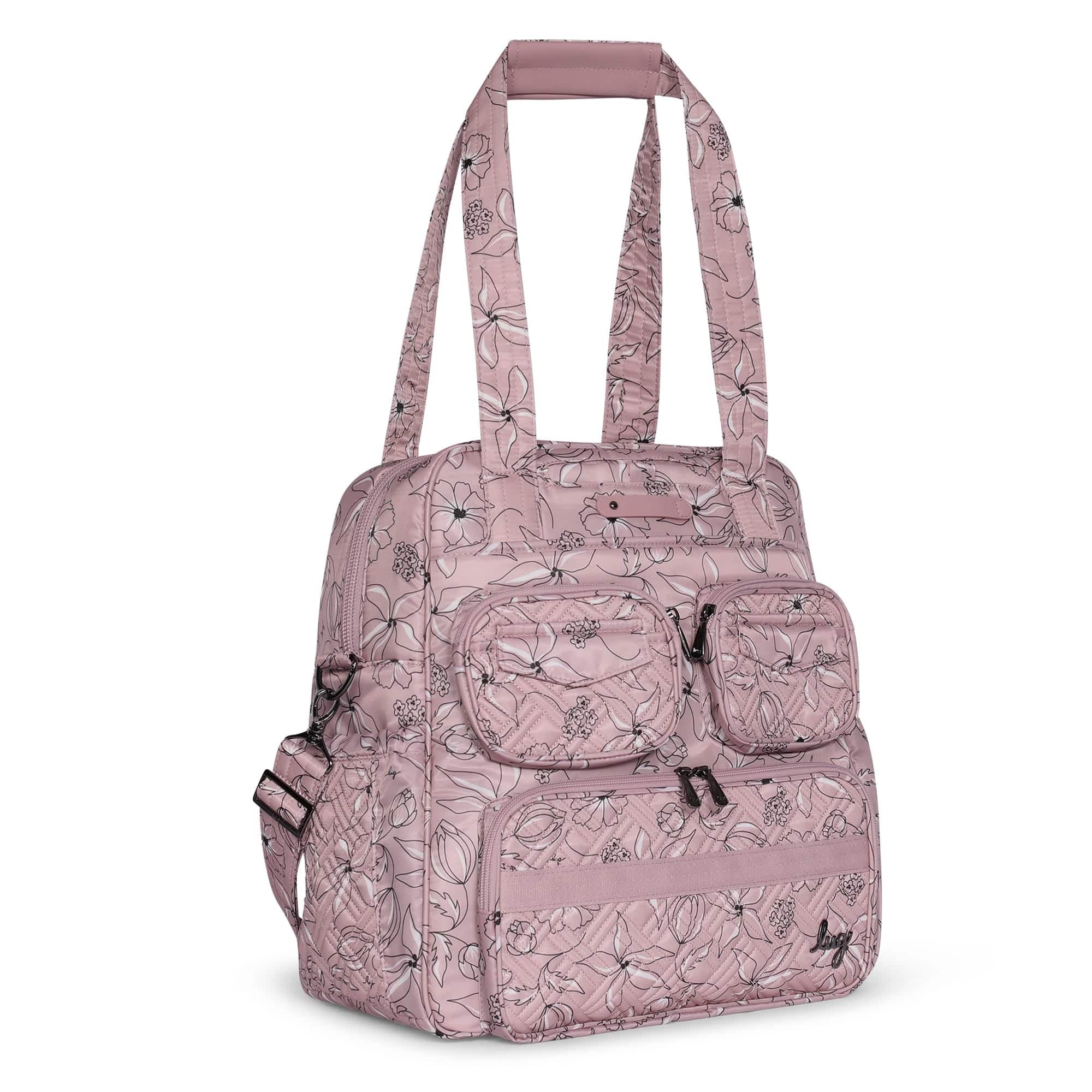 Puddle Jumper LE Convertible Tote Bag - SKETCH FLORAL BLUSH - PUDDLEJUMPERLE-CHARMBAR_SketchFloralBlush_02