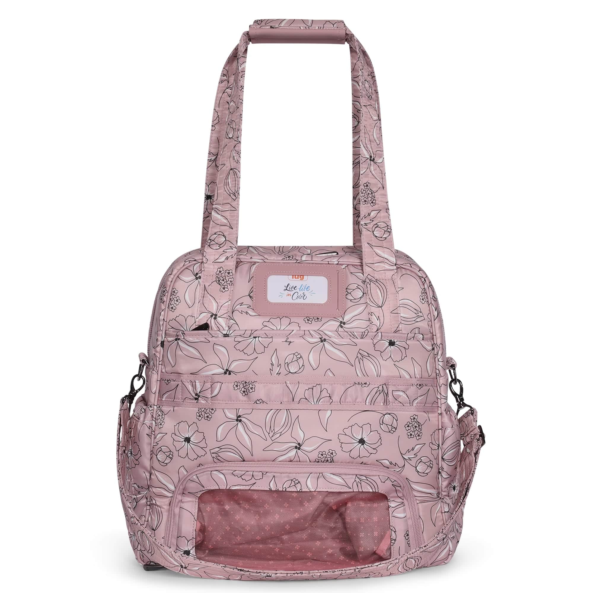 Puddle Jumper LE Convertible Tote Bag - SKETCH FLORAL BLUSH - PUDDLEJUMPERLE-CHARMBAR_SketchFloralBlush_04