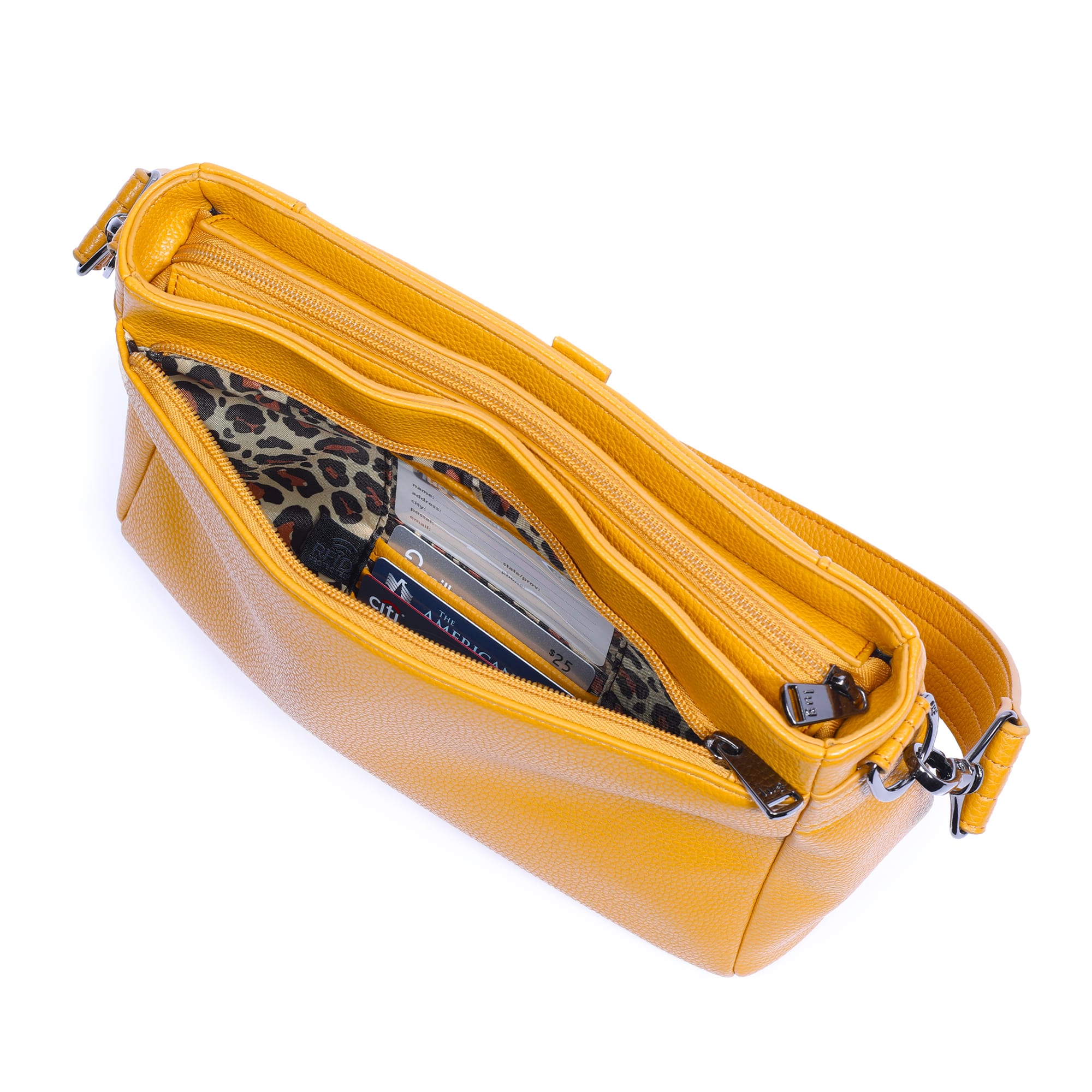 Pacer Classic VL Crossbody Bag - AMBER YELLOW - PacerVL_AmberYellowLeopardBrownStrap_05b
