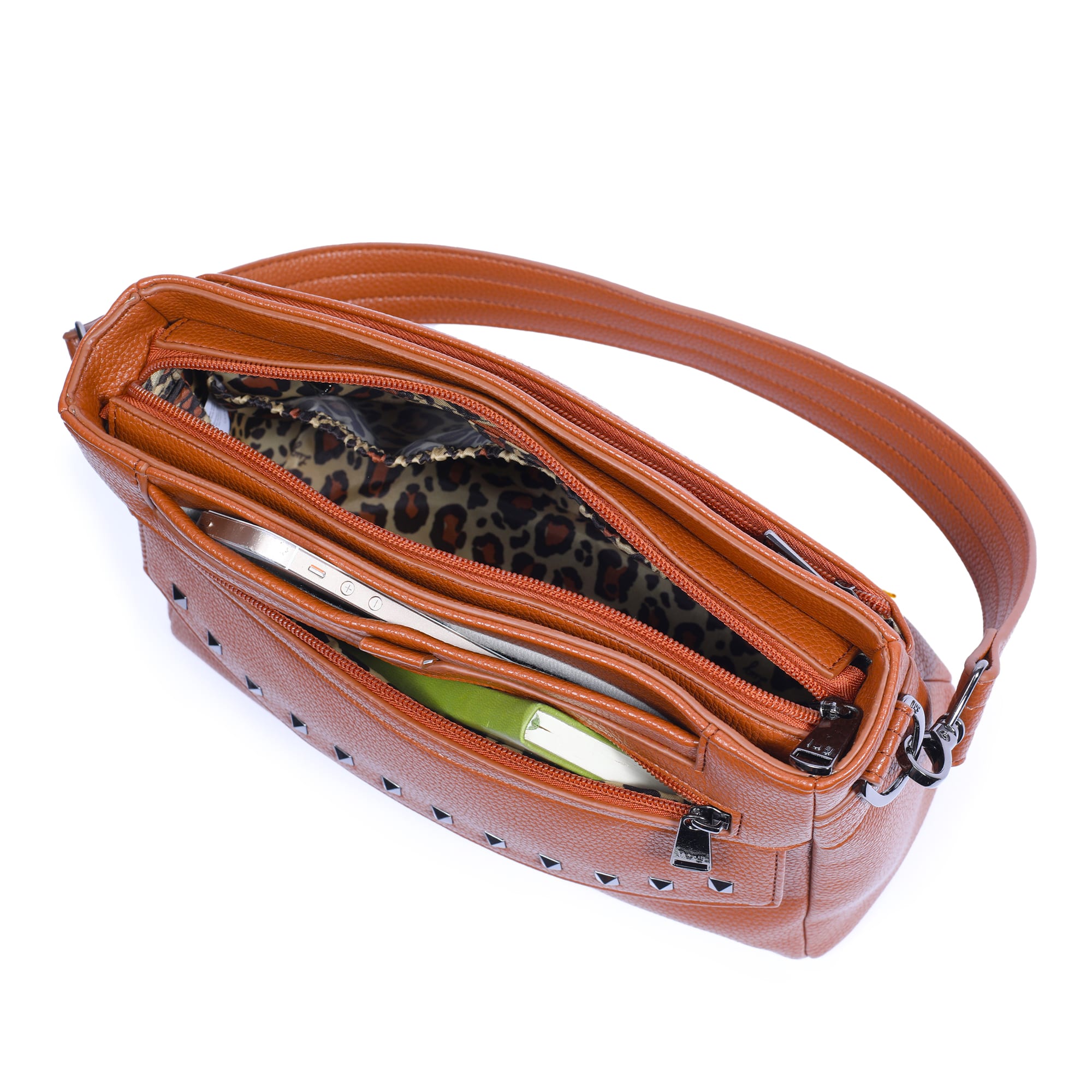 Pacer Classic VL Crossbody Bag - COPPER BROWN - PacerVL_CopperBrownLeopardBrownStrap_05a