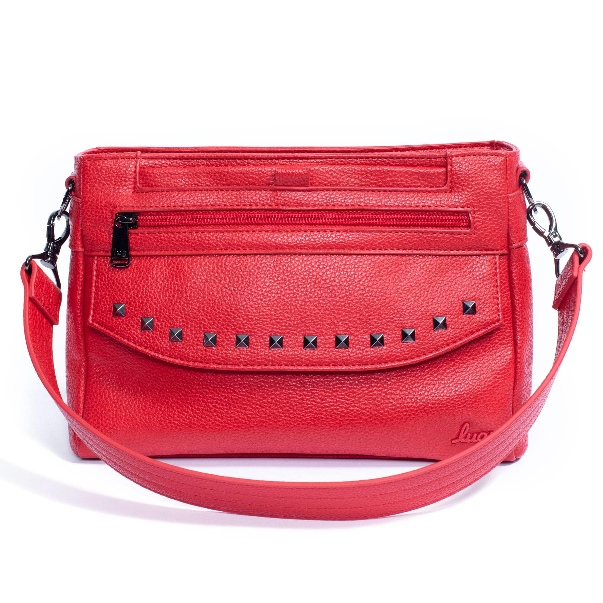 Pacer Classic VL Crossbody Bag - POPPY RED - PacerVL_PoppyRed-PlaidGreyStrap_01_a