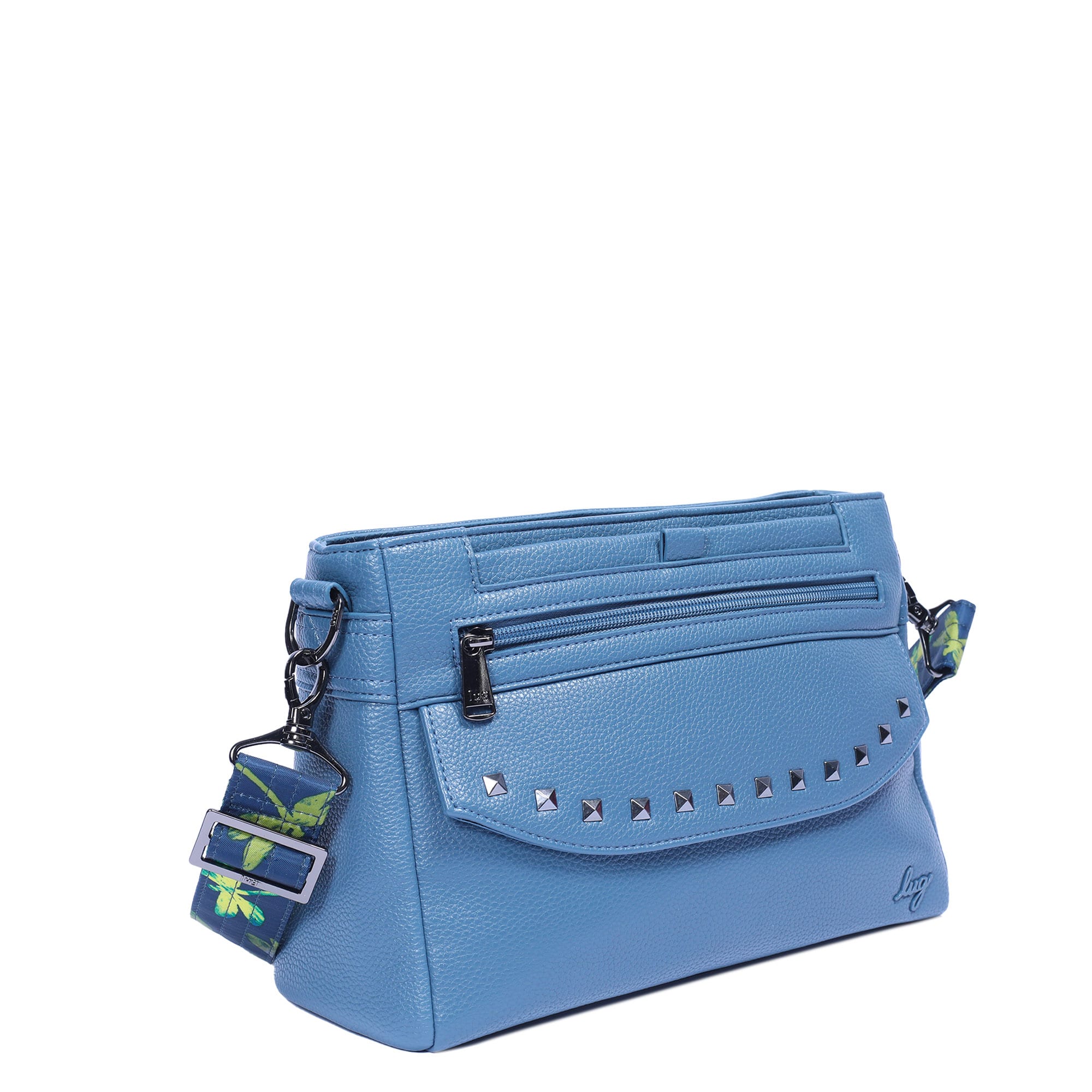 Pacer Classic VL Crossbody Bag - SLATE BLUE - PacerVL_SlateBlueDragonflyNavyStrap_02