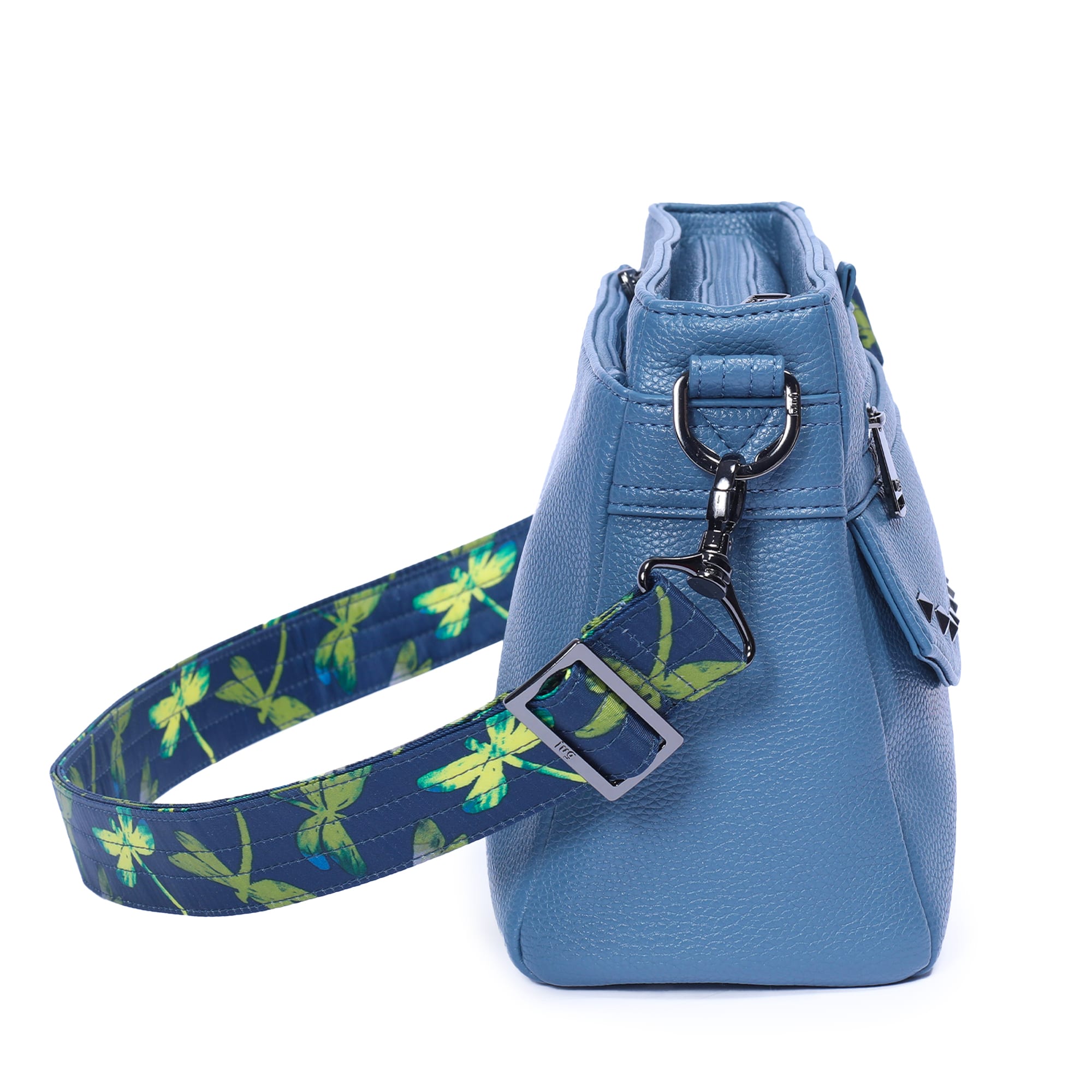 Pacer Classic VL Crossbody Bag - SLATE BLUE - PacerVL_SlateBlueDragonflyNavyStrap_03