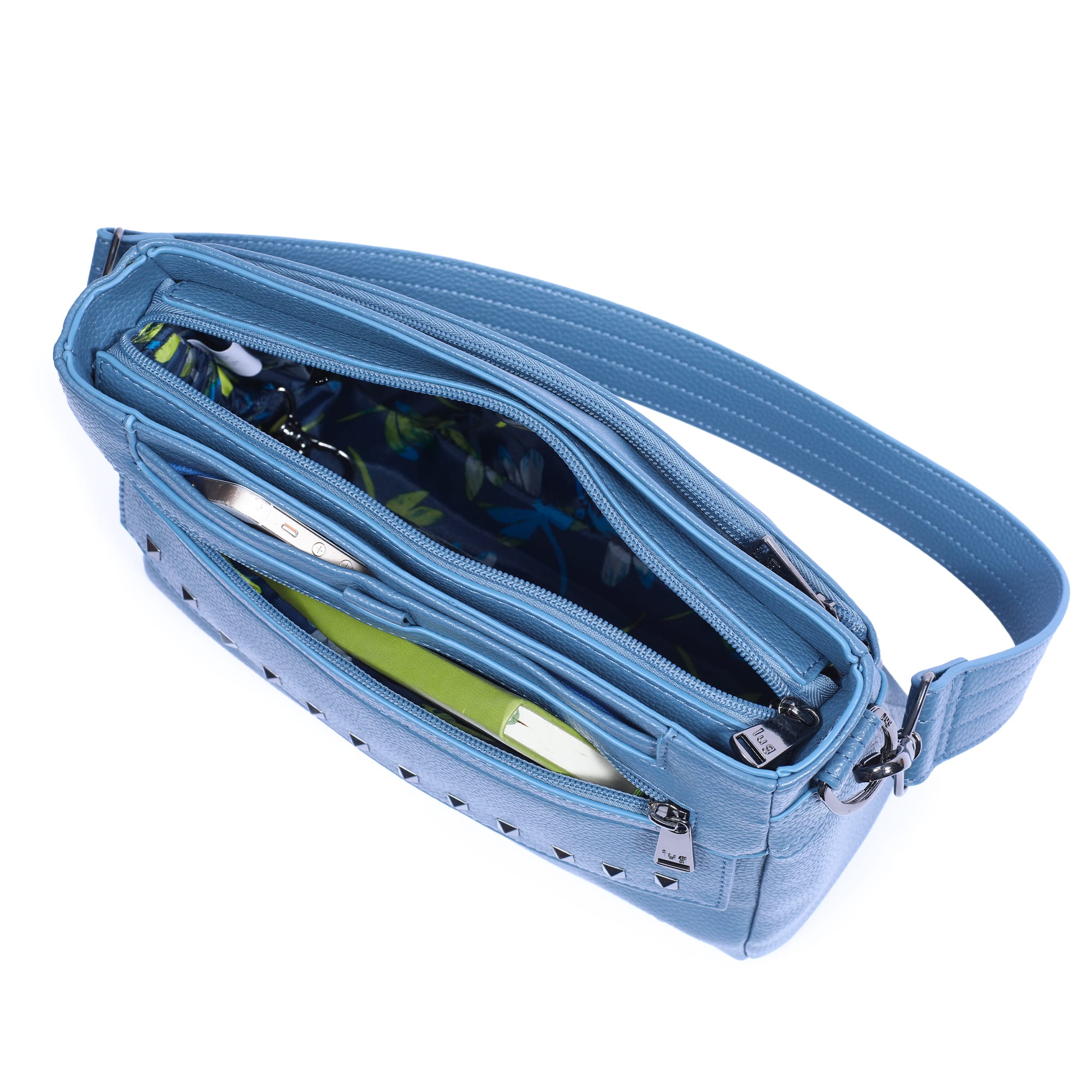 Pacer Classic VL Crossbody Bag - SLATE BLUE - PacerVL_SlateBlueDragonflyNavyStrap_05a