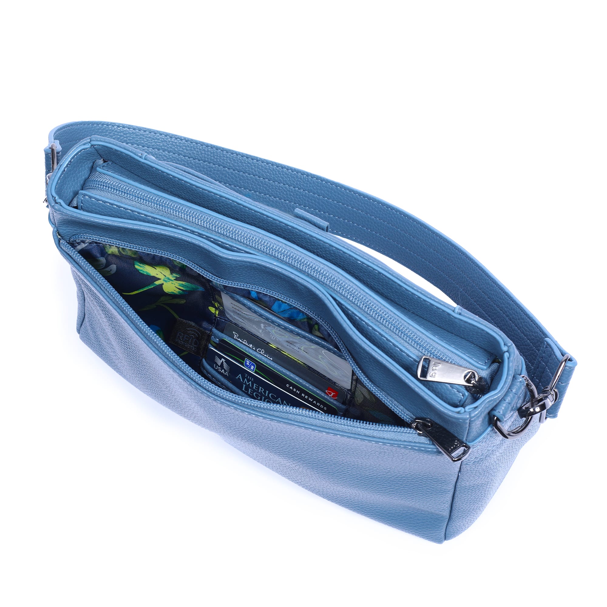 Pacer Classic VL Crossbody Bag - SLATE BLUE - PacerVL_SlateBlueDragonflyNavyStrap_05b