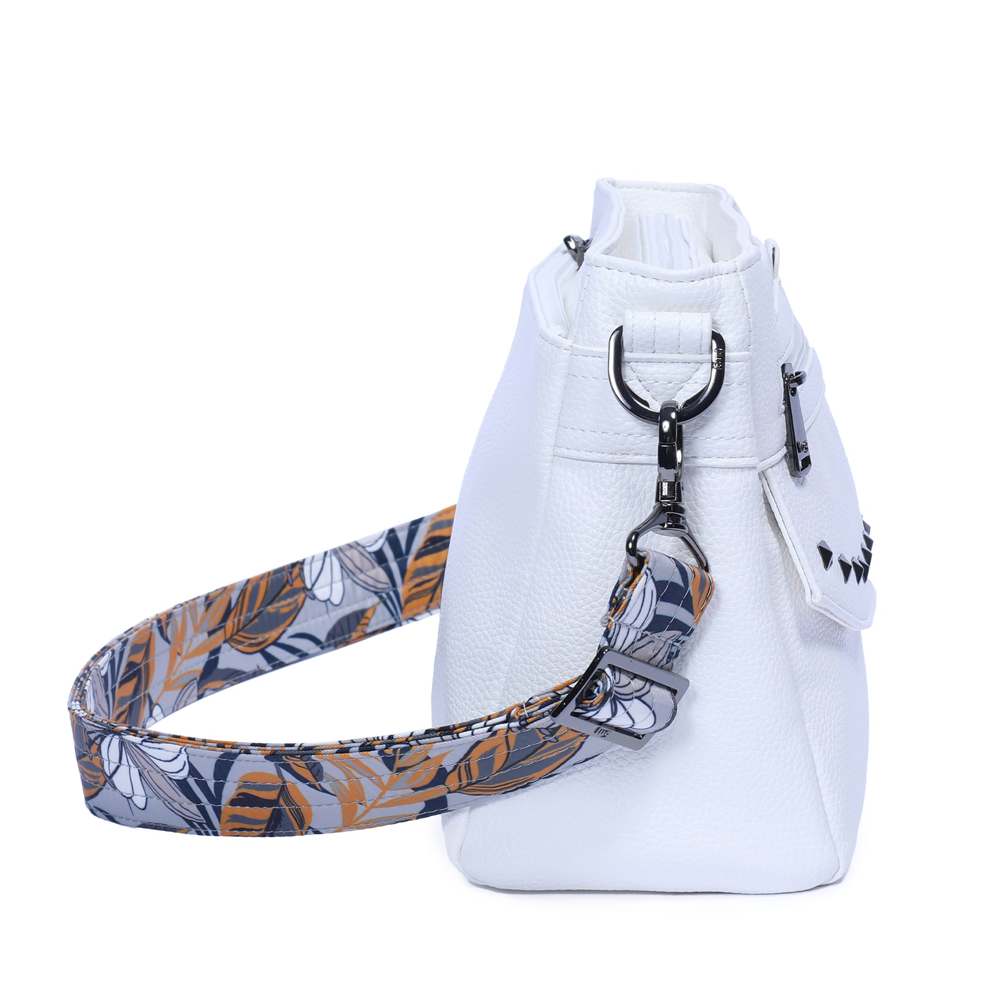 Pacer Classic VL Crossbody Bag - WHITE - PacerVL_WhiteLilyGreyStrap_03