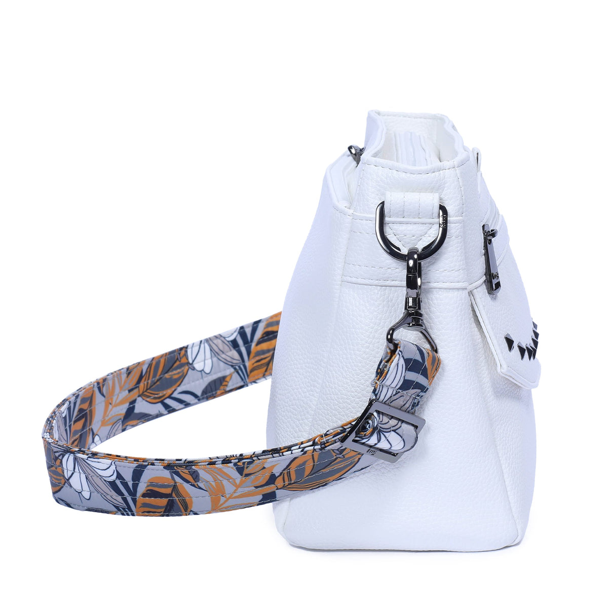 Pacer Classic VL Crossbody Bag - WHITE - PacerVL_WhiteLilyGreyStrap_03