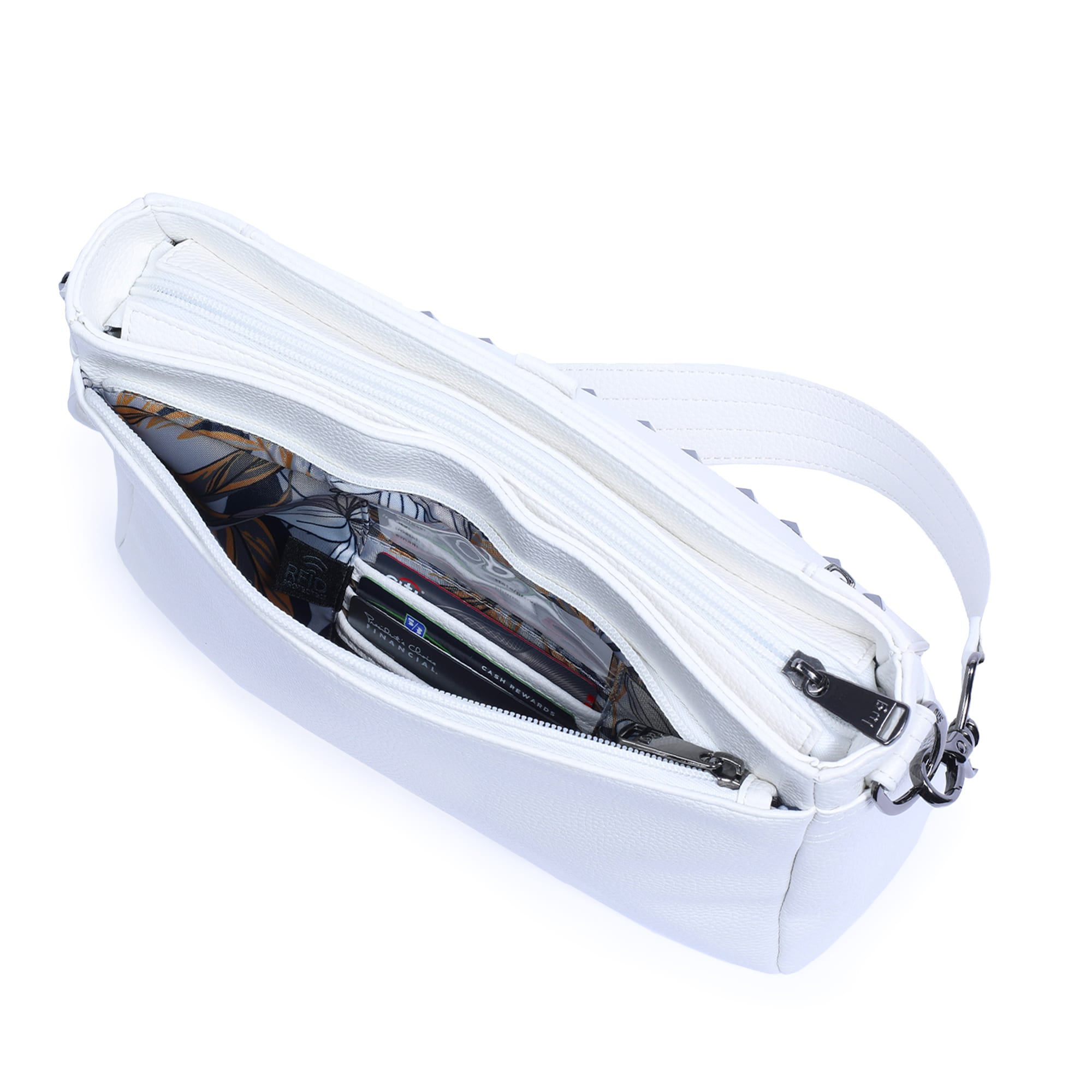 Pacer Classic VL Crossbody Bag - WHITE - PacerVL_WhiteLilyGreyStrap_05b