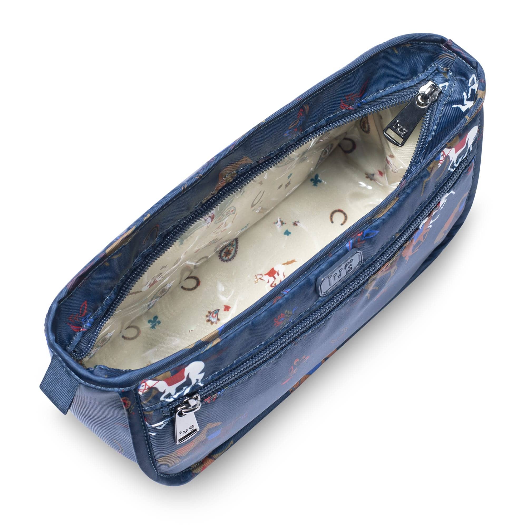 Parasail Cosmetic Case - HORSES NAVY - Parasail_HorseBlue_05