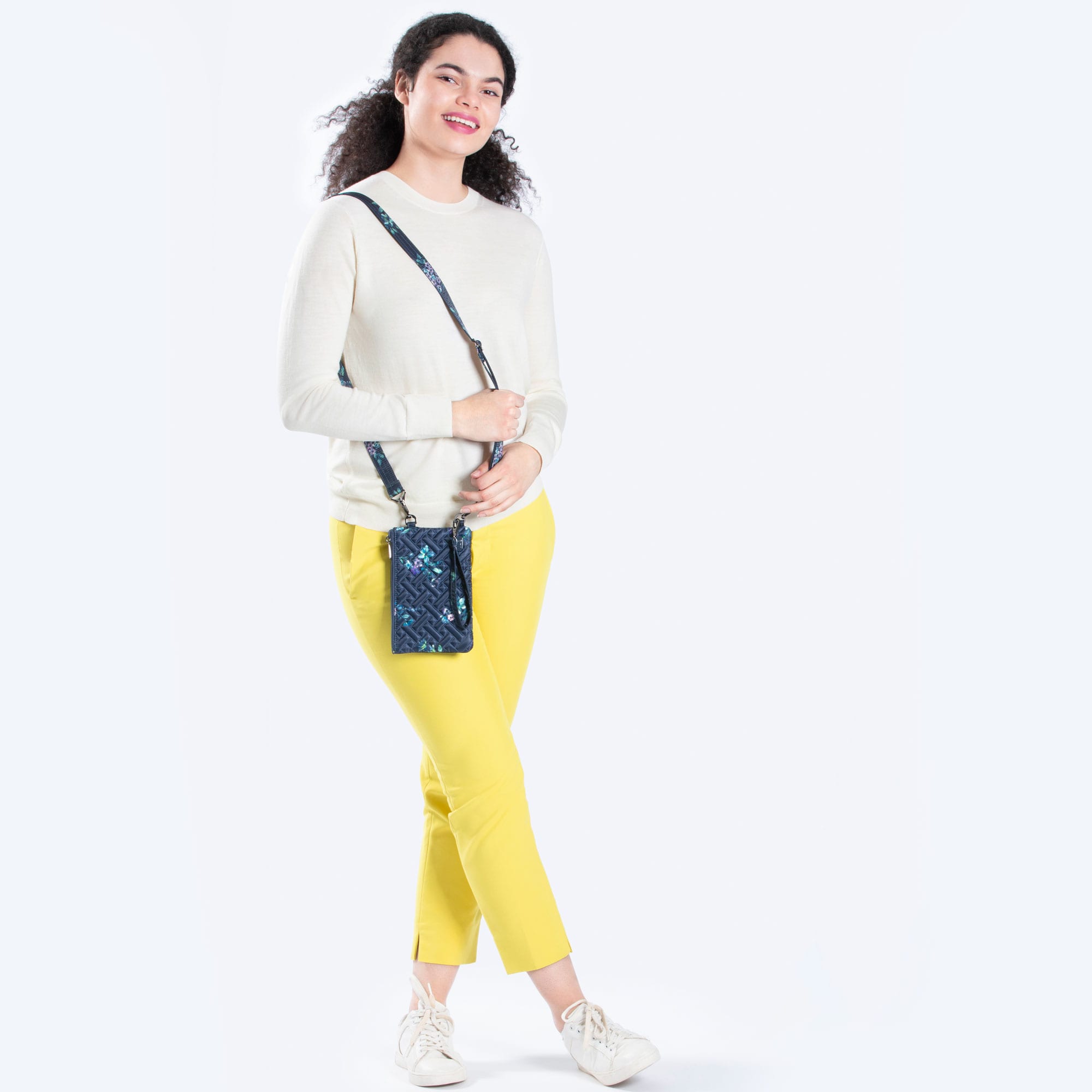 Peekaboo Convertible Crossbody Bag - BOUQUET NAVY - PeekabooPouch_BouquetNavy_Model_01