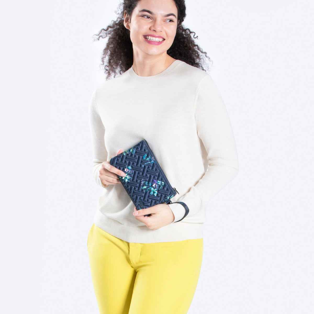 Peekaboo Convertible Crossbody Bag - BOUQUET NAVY - PeekabooPouch_BouquetNavy_Model_02