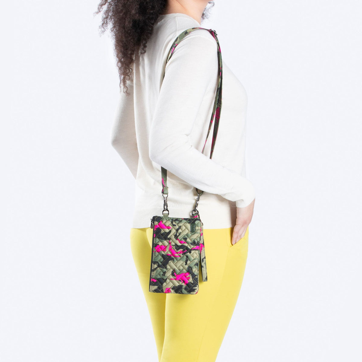 Peekaboo Convertible Crossbody Bag - CAMO ORCHID - PeekabooPouch_CamoOrchid_Model