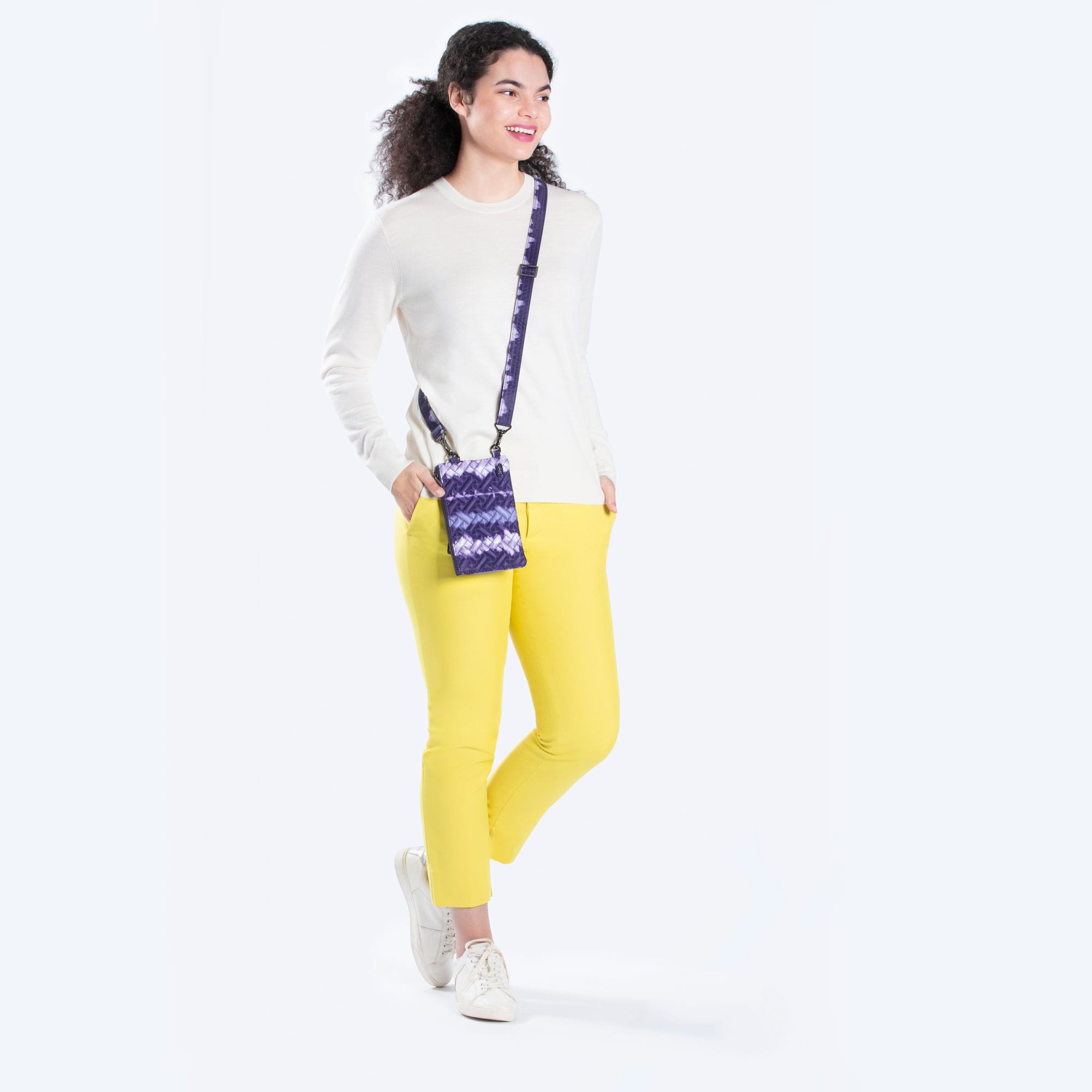 Peekaboo Convertible Crossbody Bag - SHIBORI PURPLE - PeekabooPouch_ShirboriPurple_Model_01