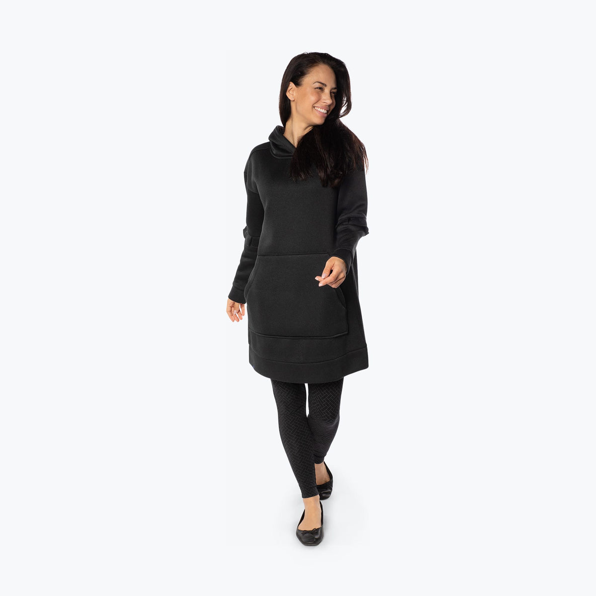 Peekaboo Sweater Fleece Tunic Hoodie - BLACK - PeekabooSweaterFleece_Black_S_01b